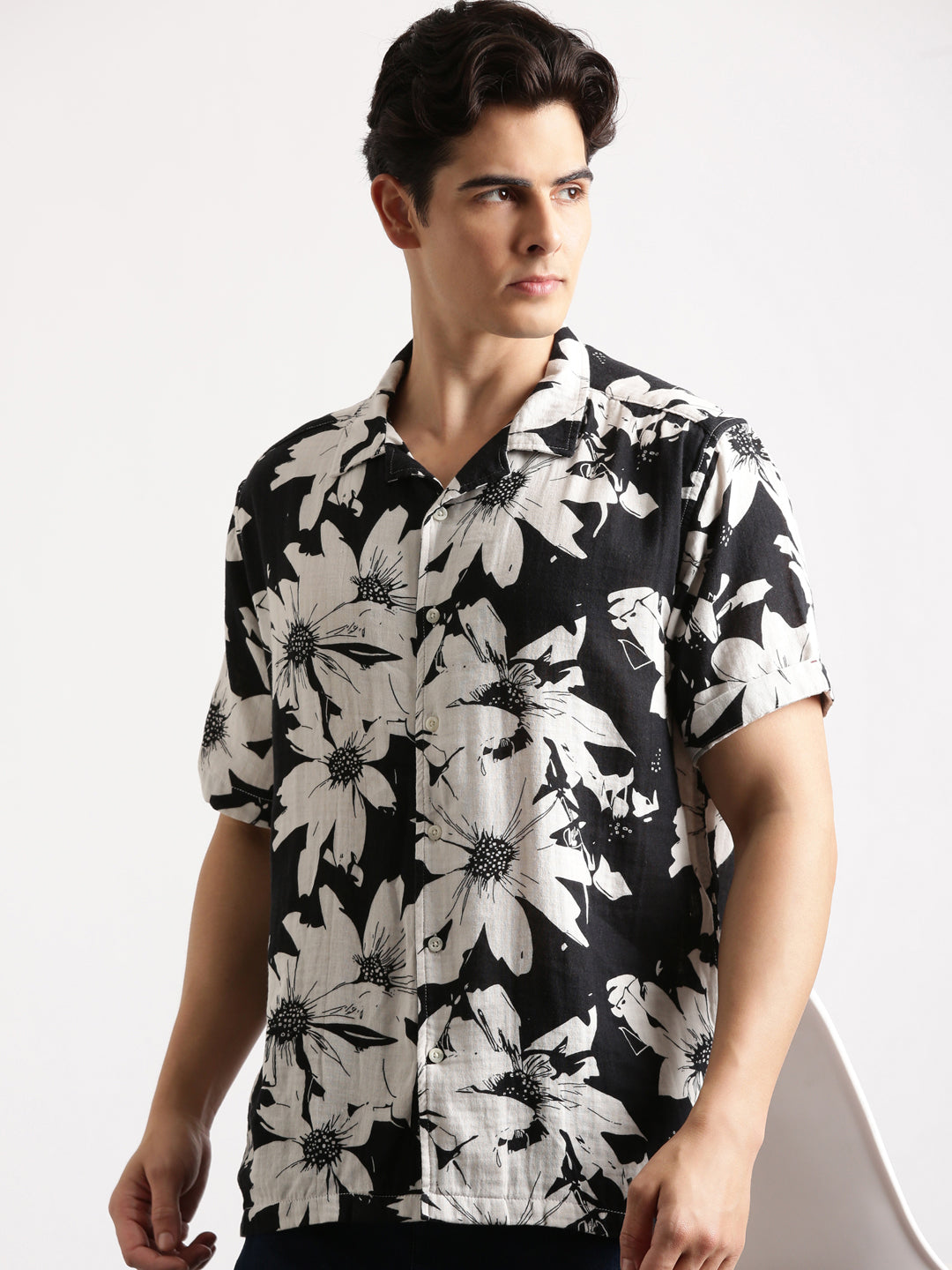 Black White Regular Fit Shirt