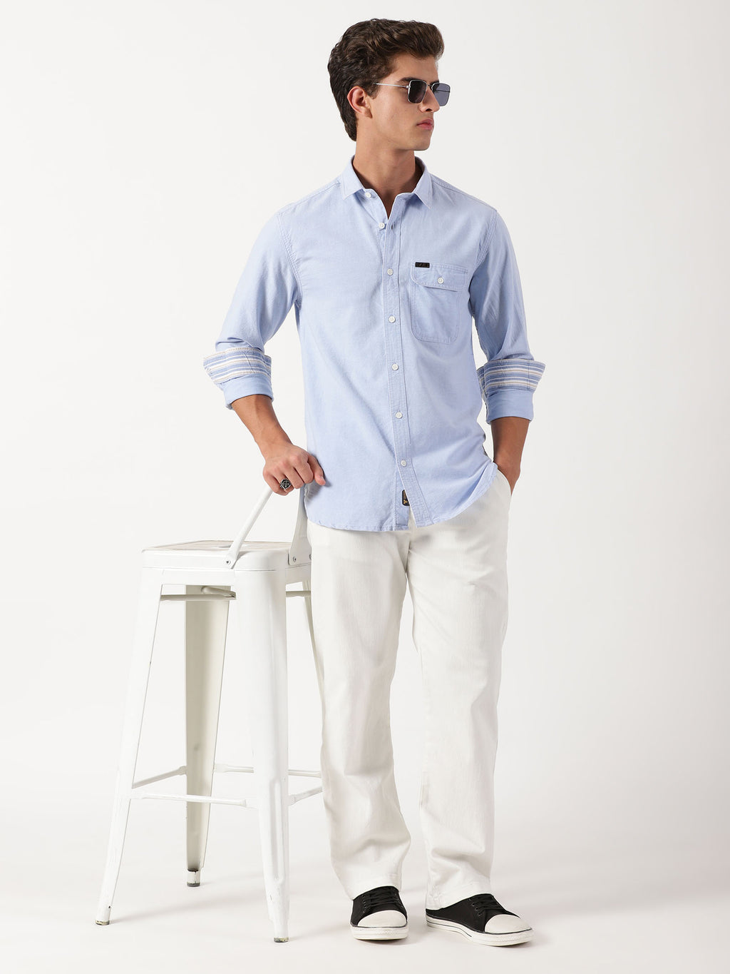 Men Slim Fit Shirt Blue