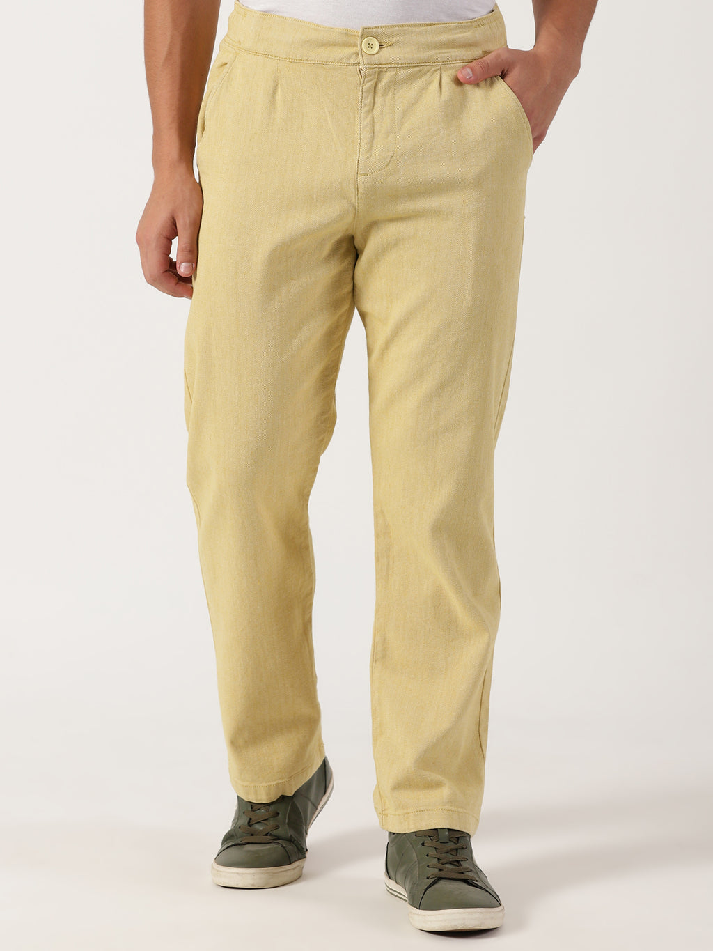 Men Pull Up Pant Non Denim Yellow