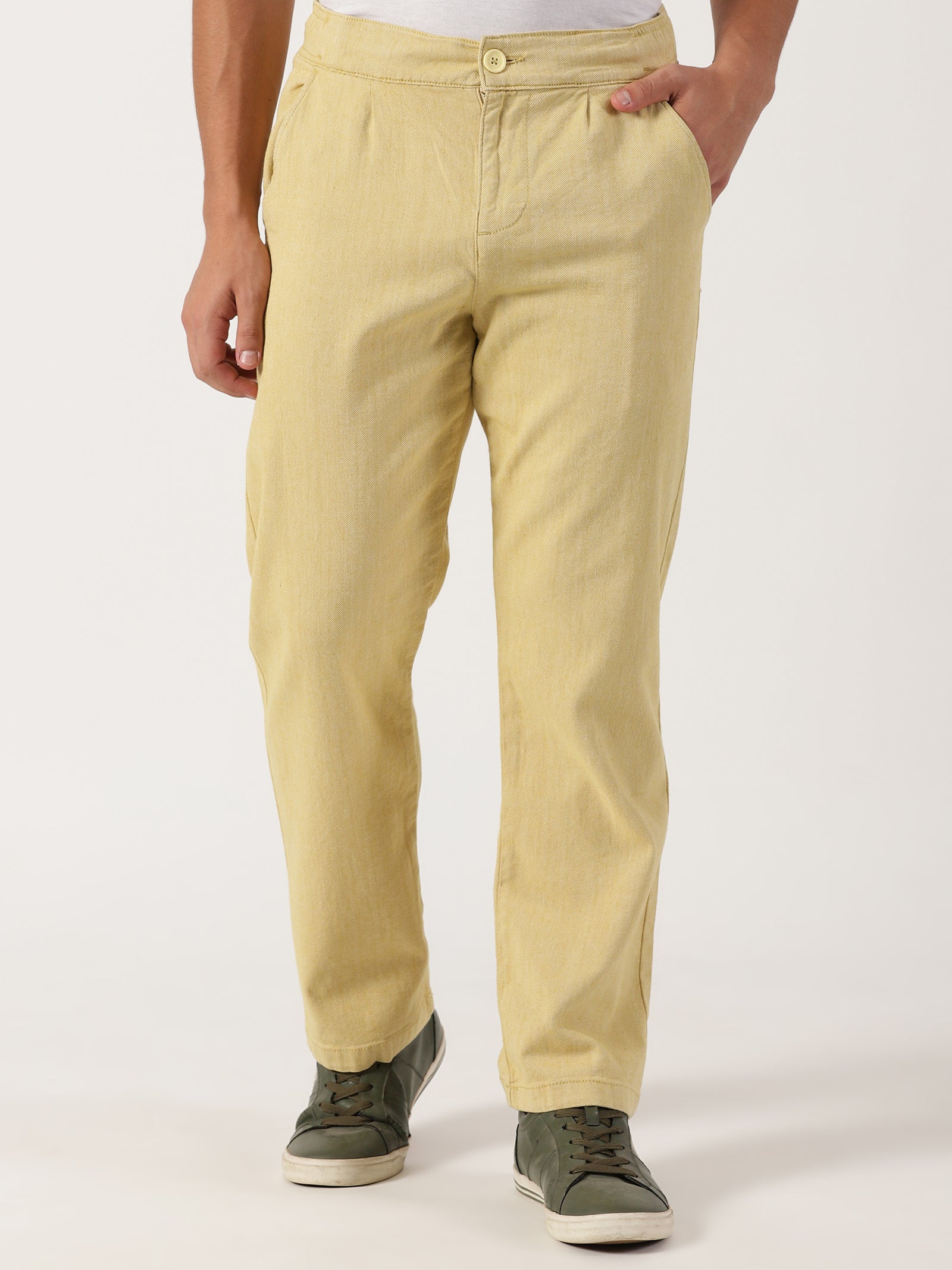 Men Pull Up Pant Non Denim Yellow