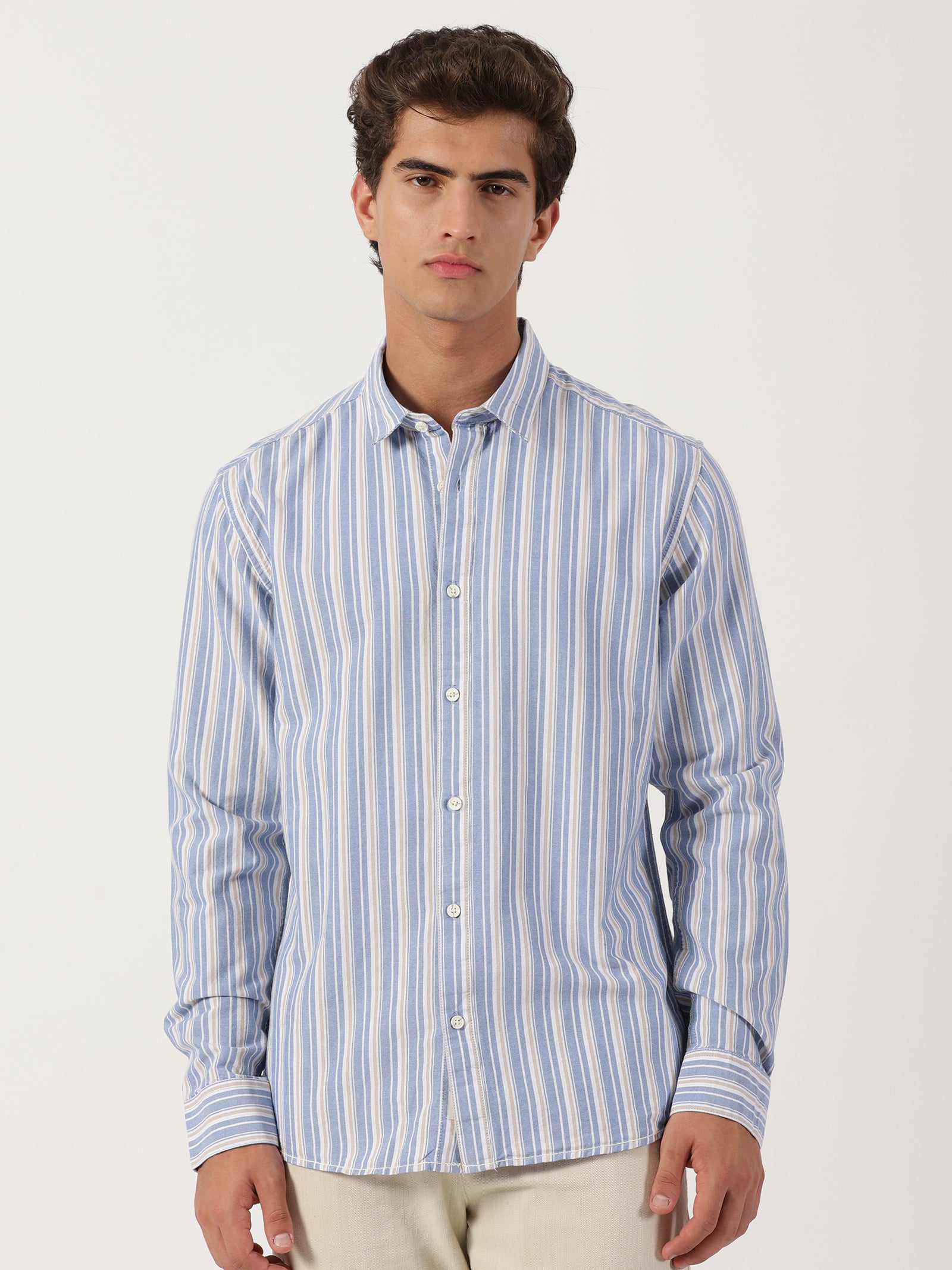 Men Slim Fit Shirt Blue
