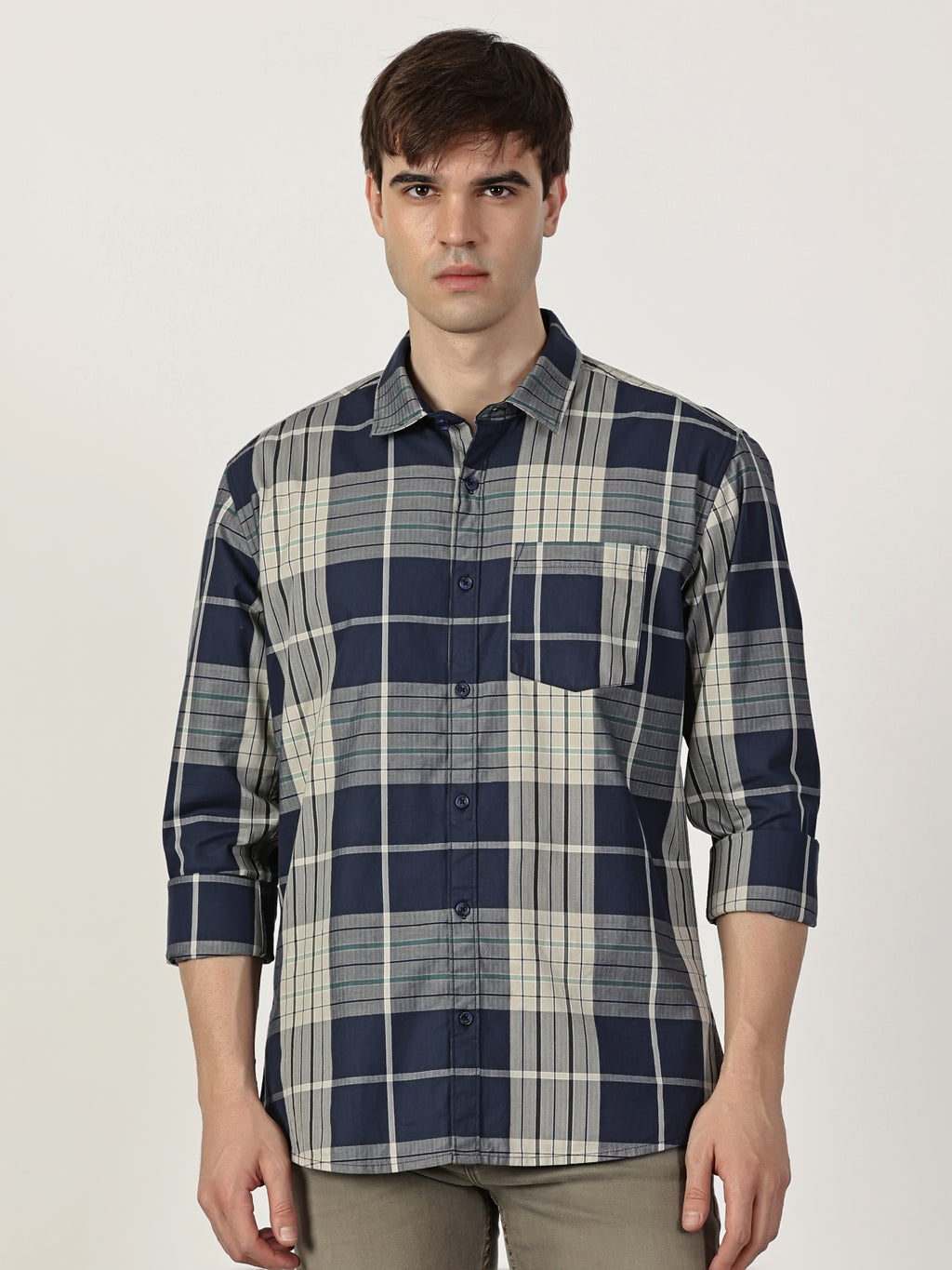 Men Slim Fit Shirt Charcoal