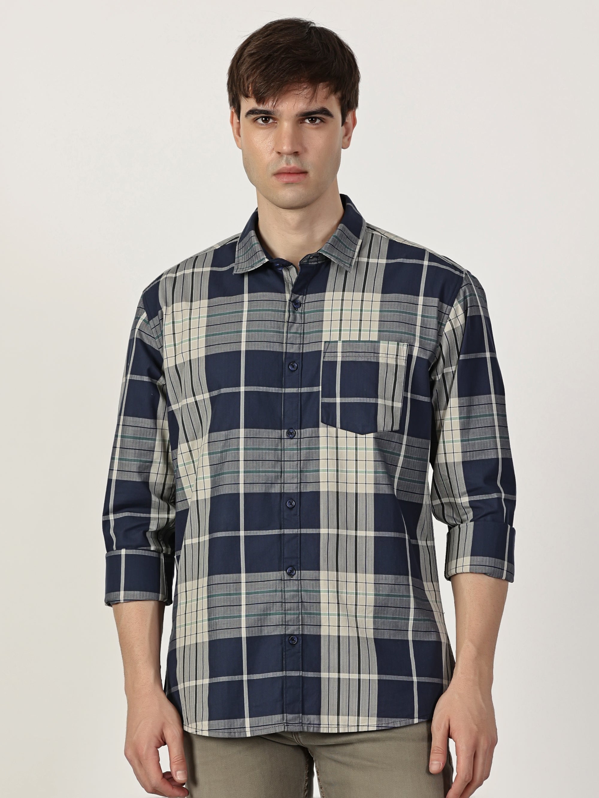 Men Slim Fit Shirt Charcoal