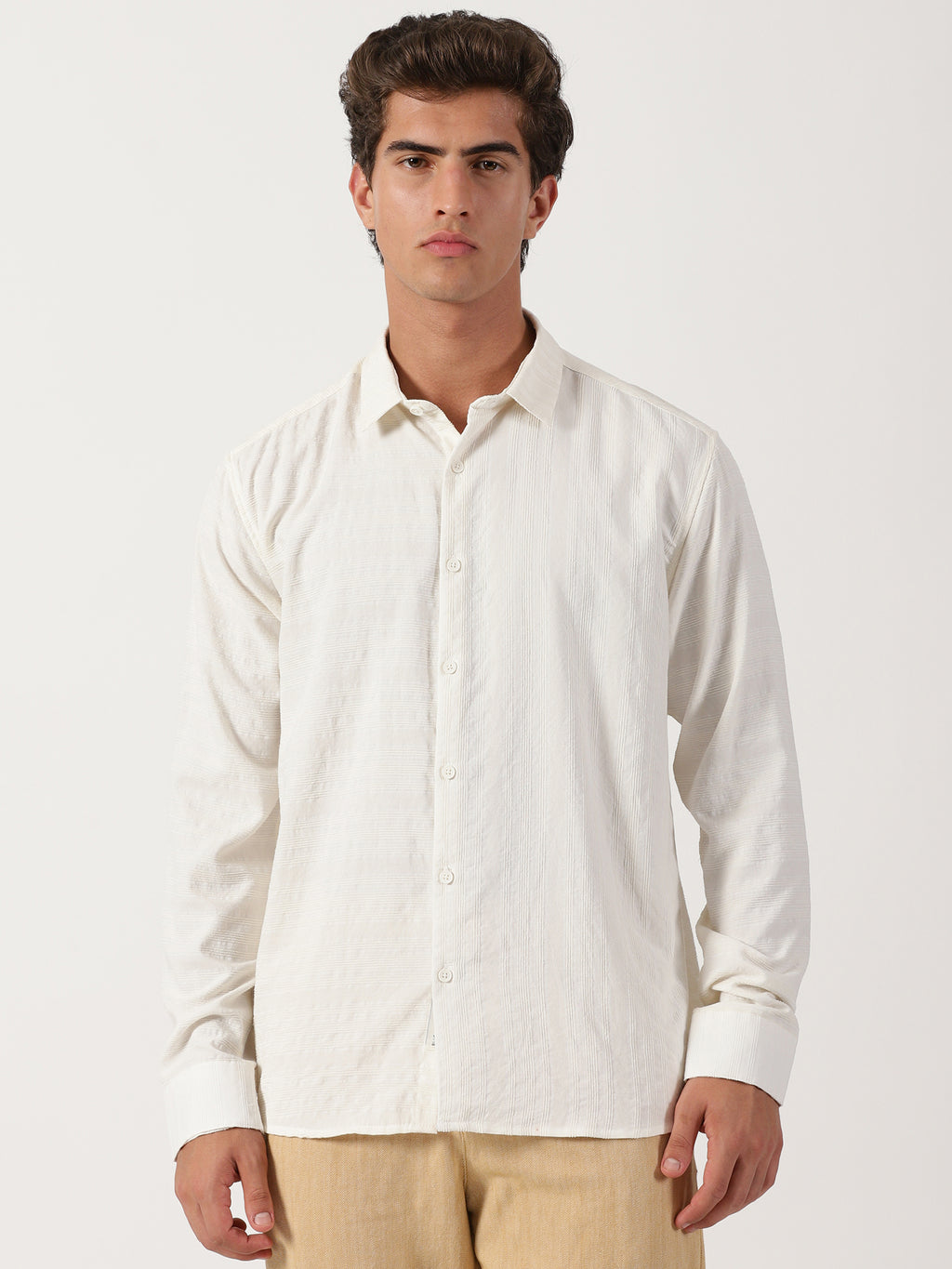 Men Regular Fit Shirt Off White
