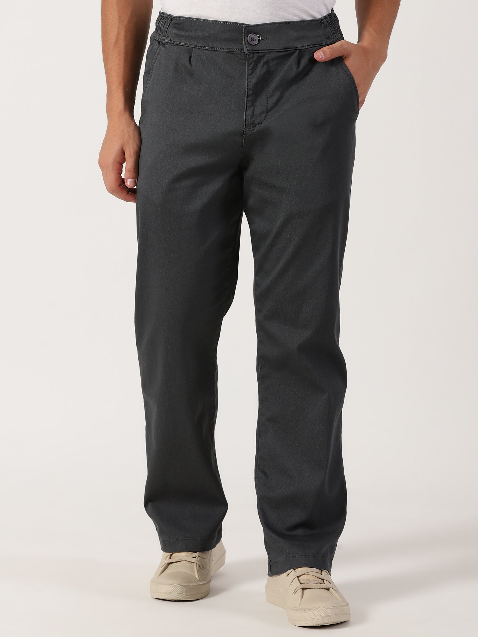 Men Pull Up Pant Jeans Grey