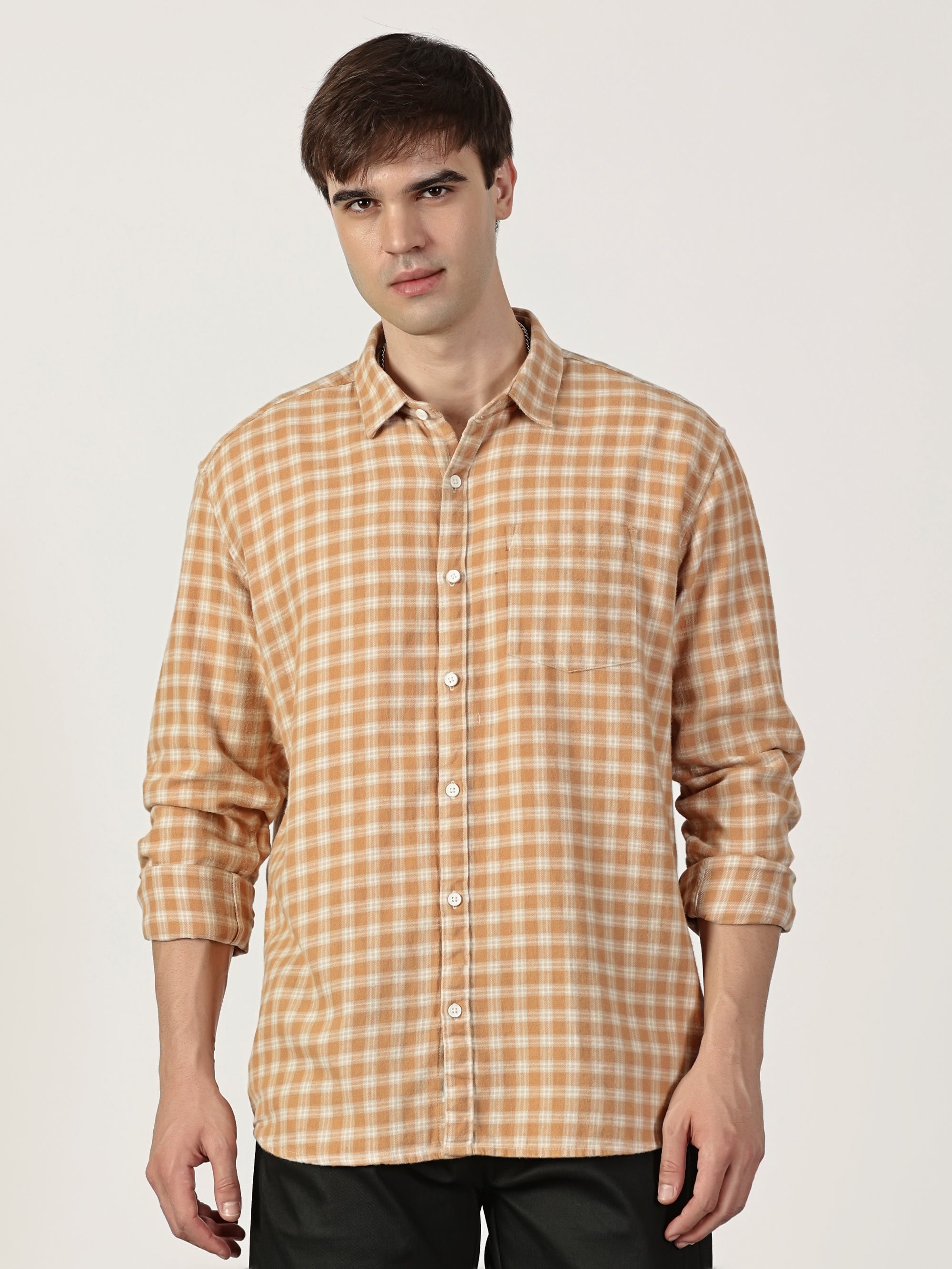 Men Regular Fit Shirt Orange