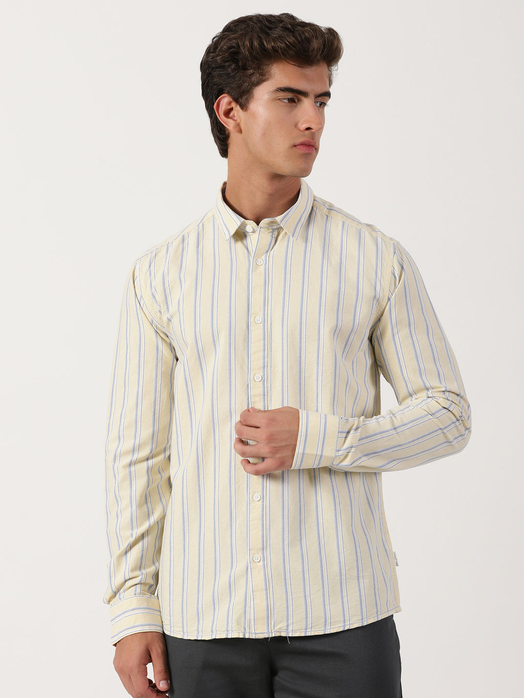 Men Slim Fit Shirt Off White