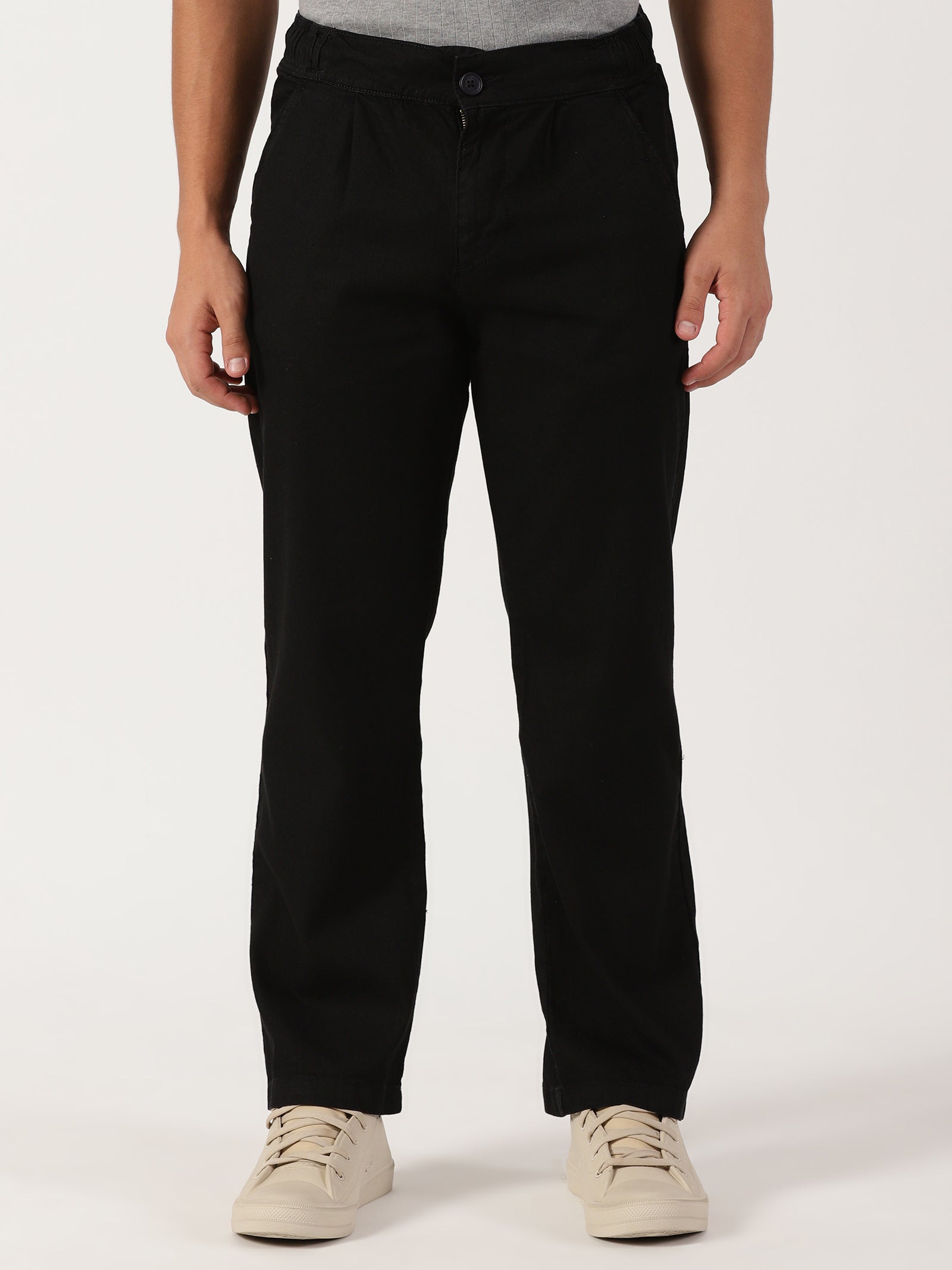 Men Pull Up Pant Non Denim Black