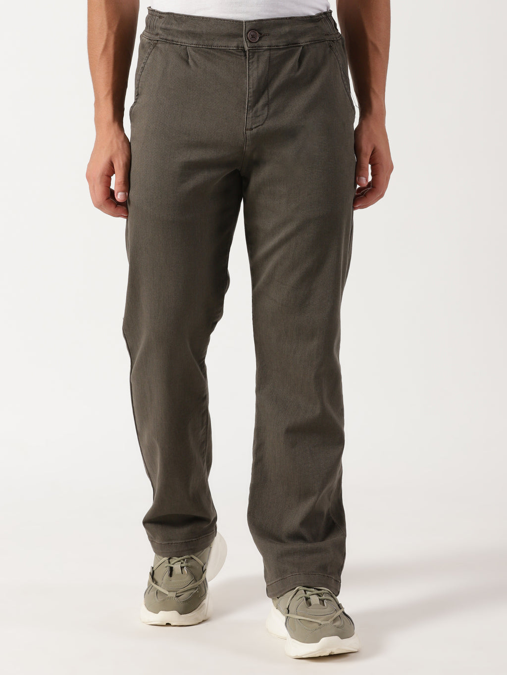 Men Pull Up Pant Jeans Brown