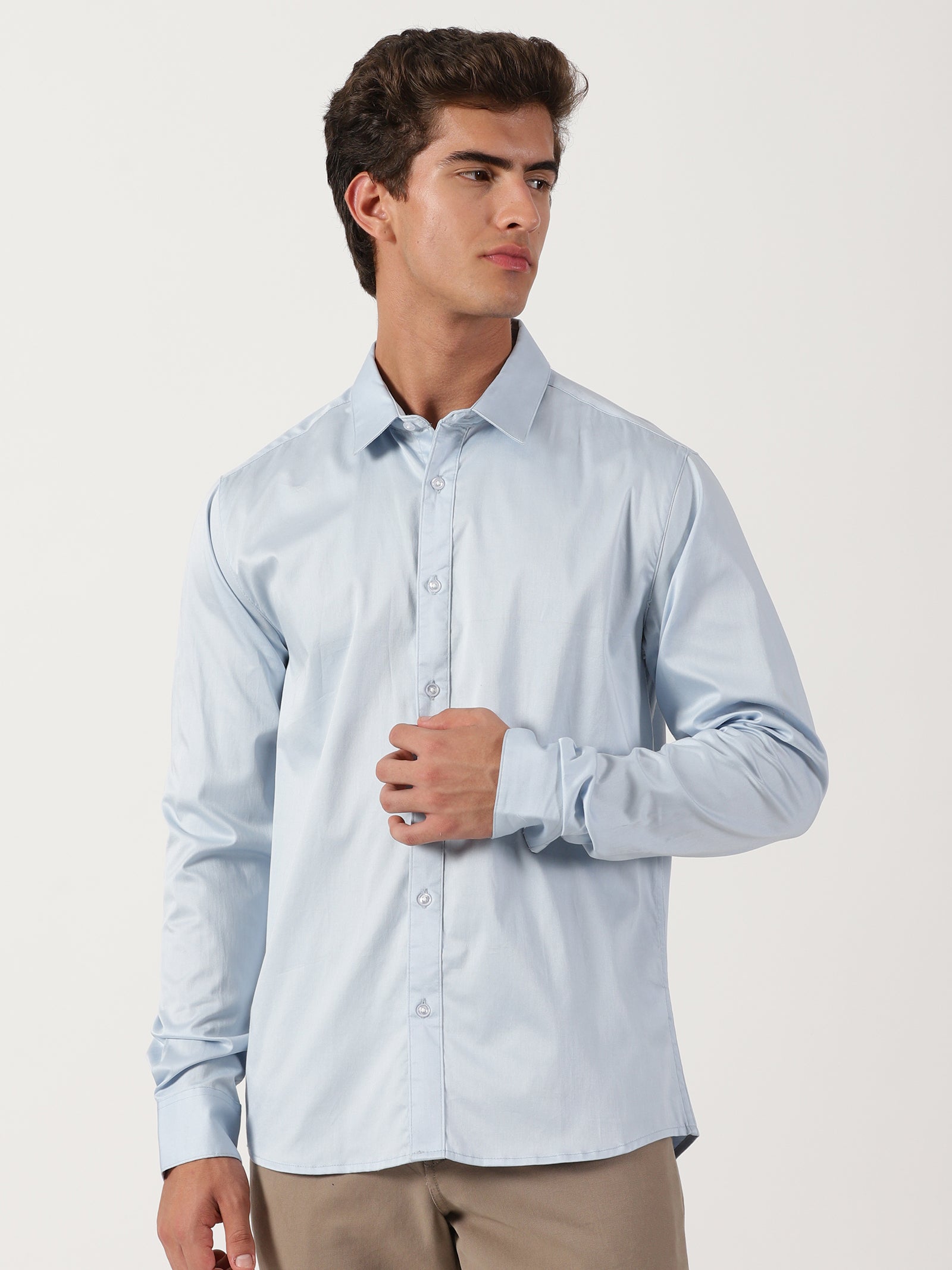 Men Slim Fit Shirt Blue