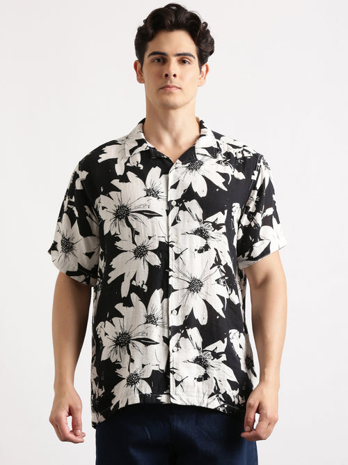Black White Regular Fit Shirt