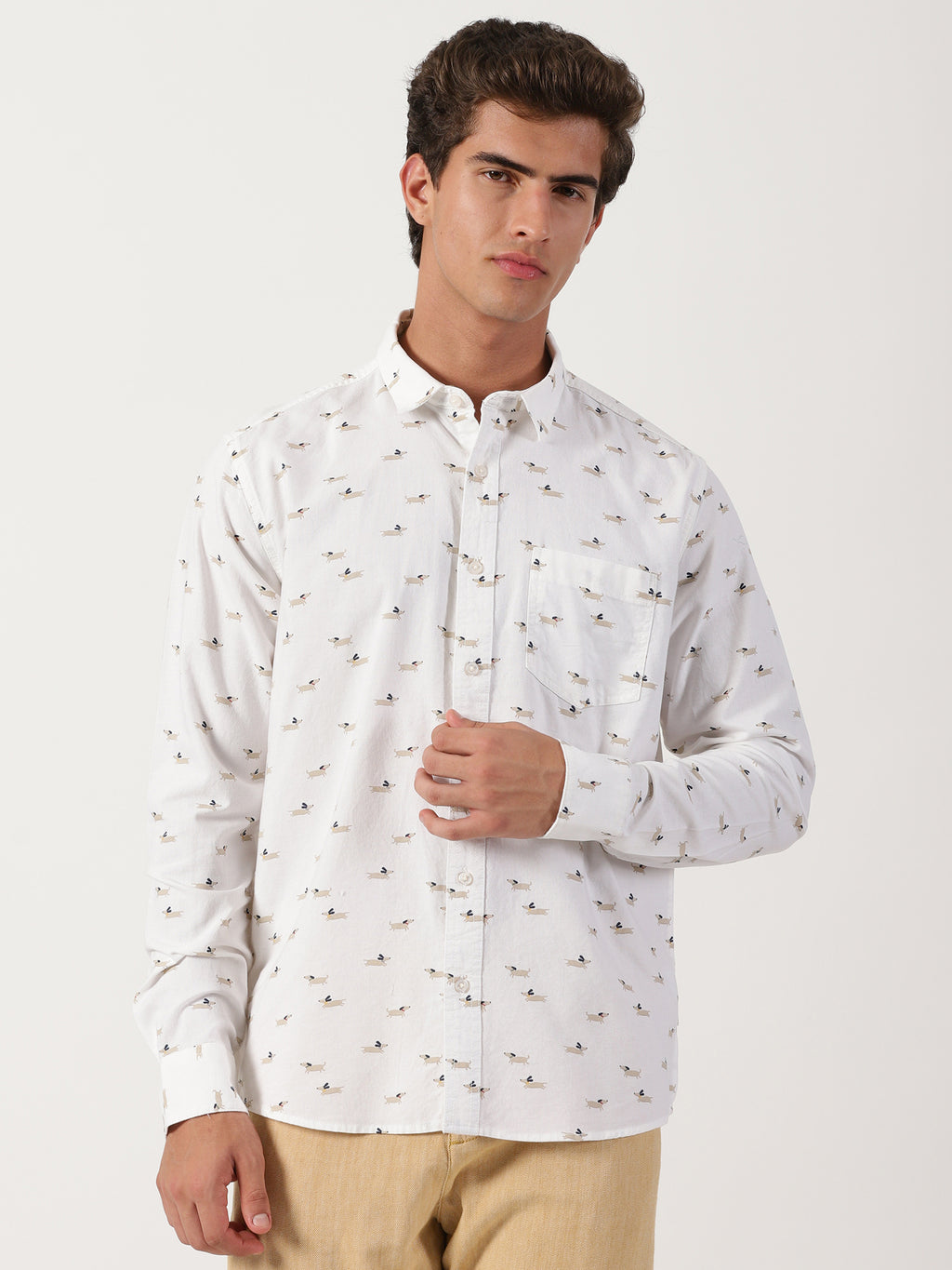 Men Regular Fit Shirt White