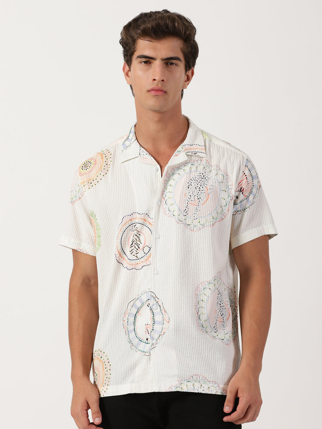 Men Regular Fit Shirt Off White