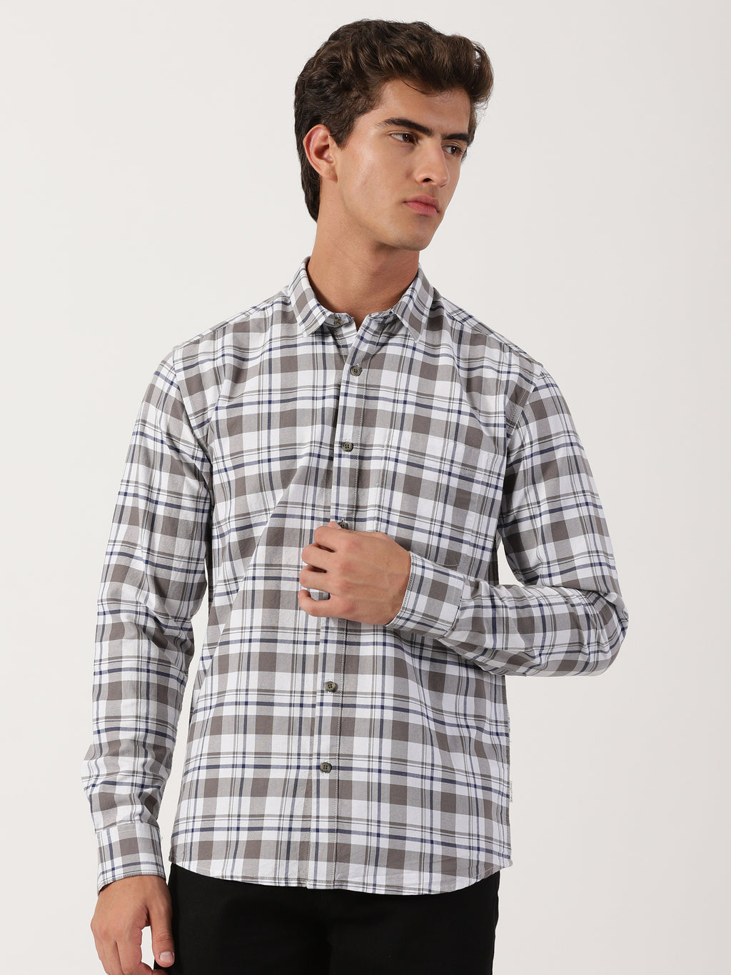 Men Slim Fit Shirt Grey