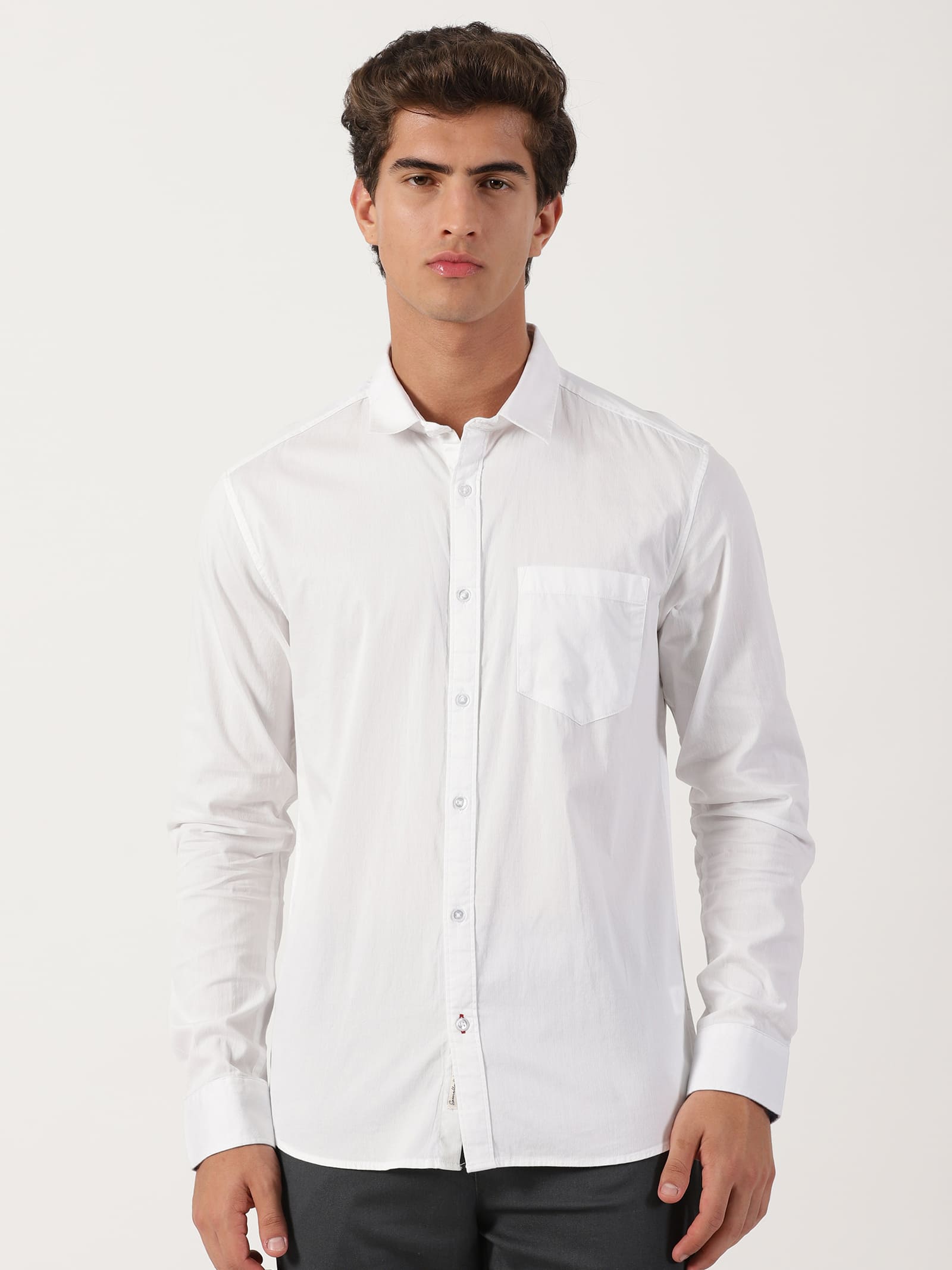 Men Slim Fit Shirt White