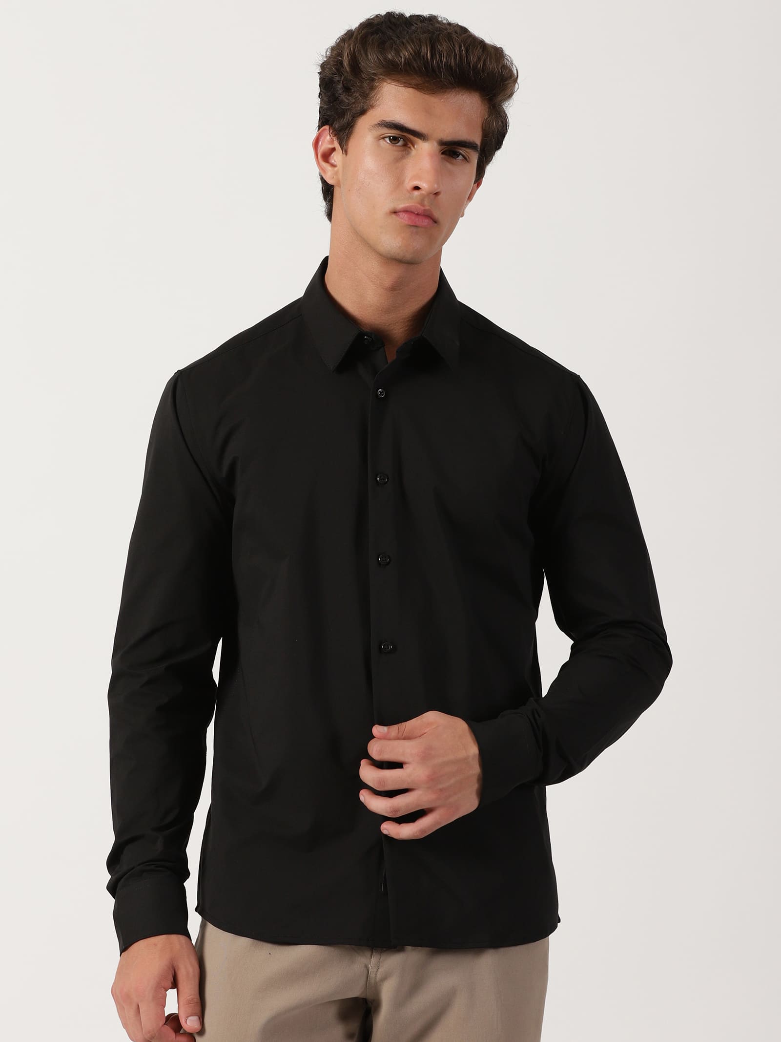 Men Slim Fit Shirt Black