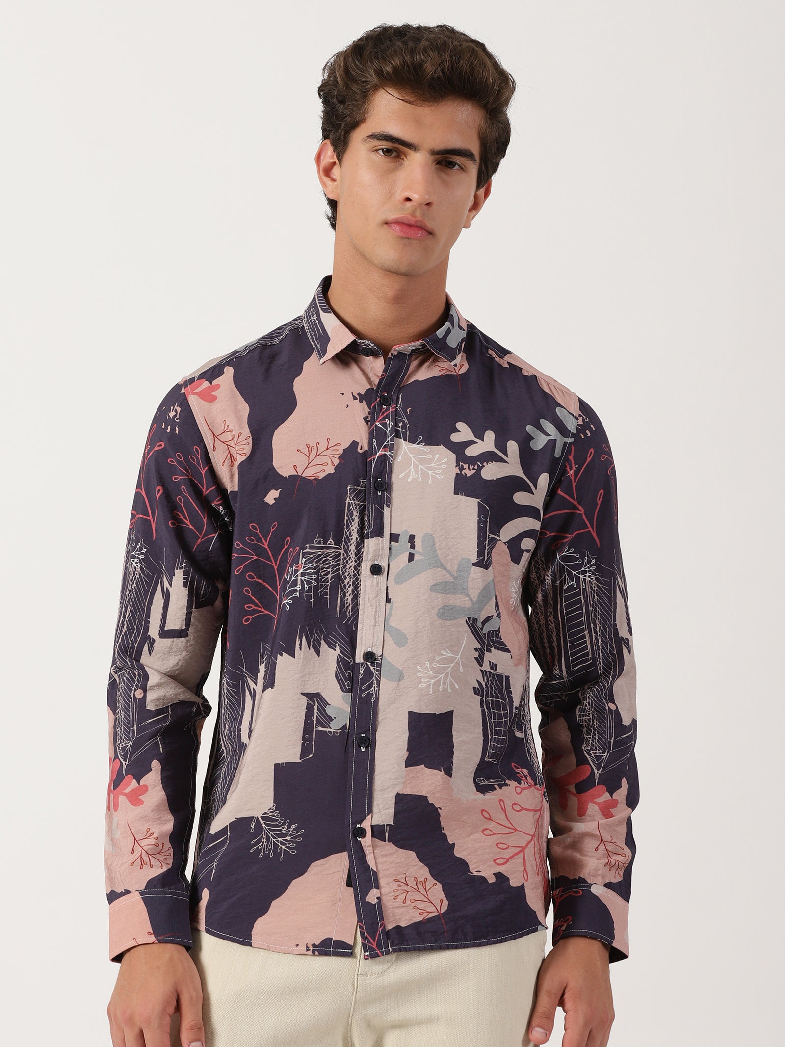 Men Slim Fit Shirt Purple
