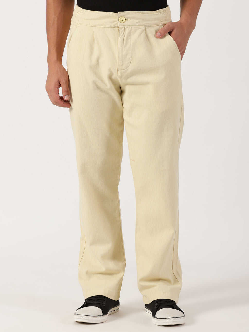 Men Pull Up Pant Non Denim Off White