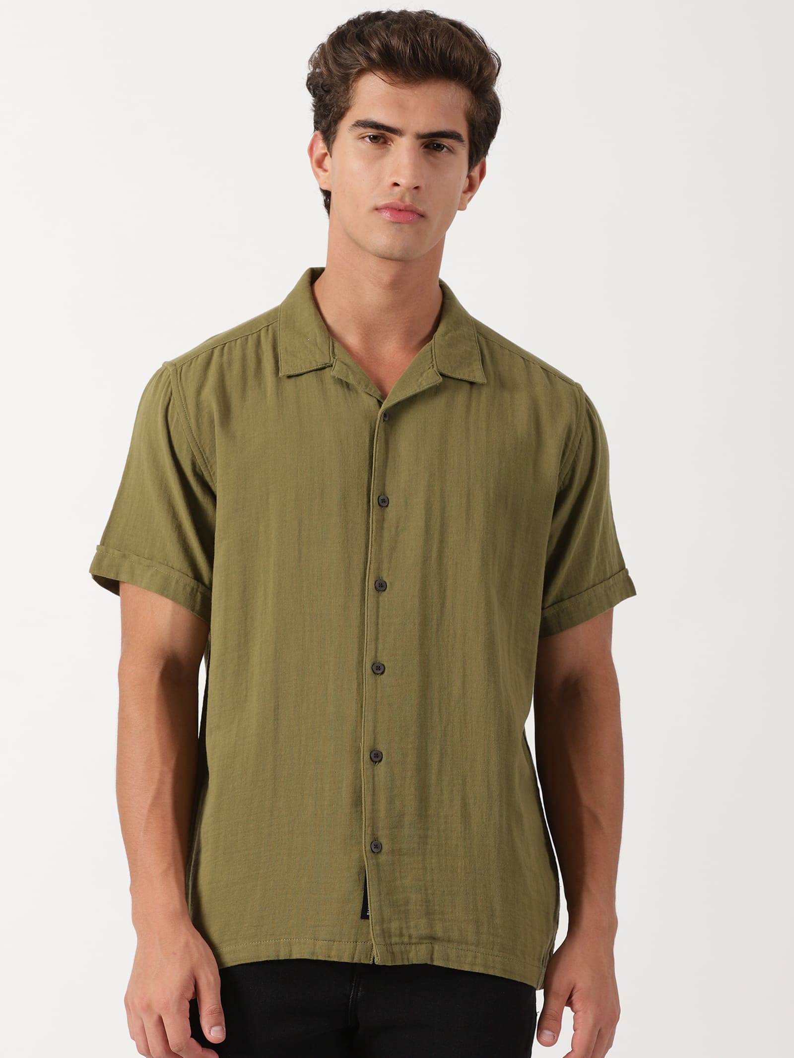 Olive Green Regular Fit Shirt