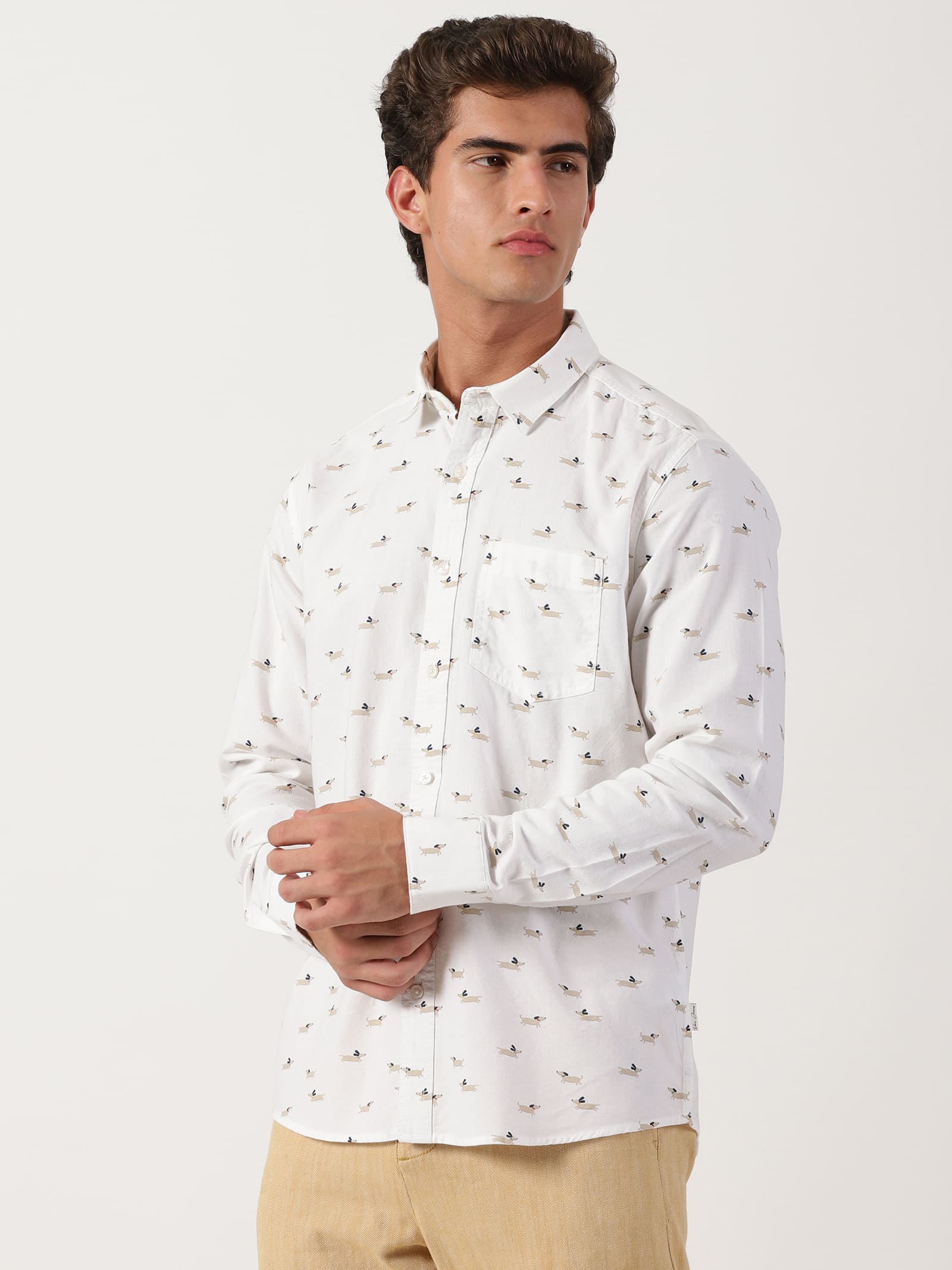Men Regular Fit Shirt White