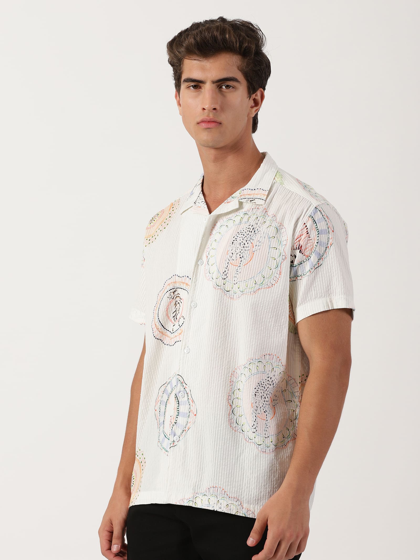 Men Regular Fit Shirt Off White