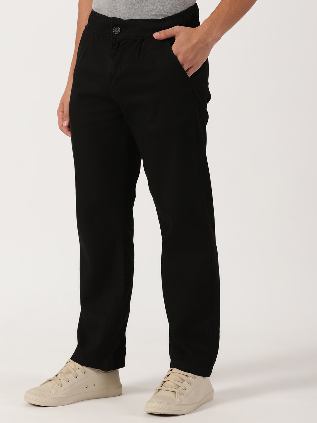 Men Pull Up Pant Non Denim Black