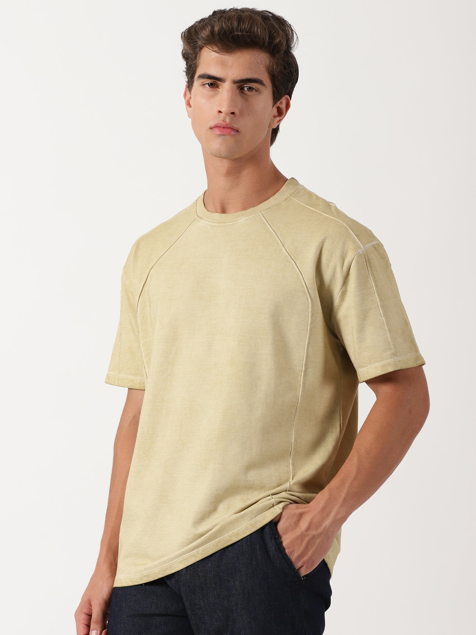 Men Oversized T-Shirt Khaki