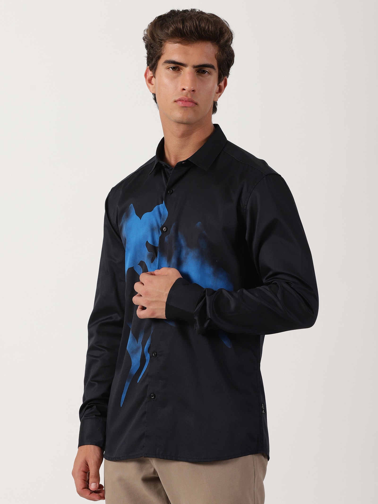 Men Slim Fit Shirt Navy