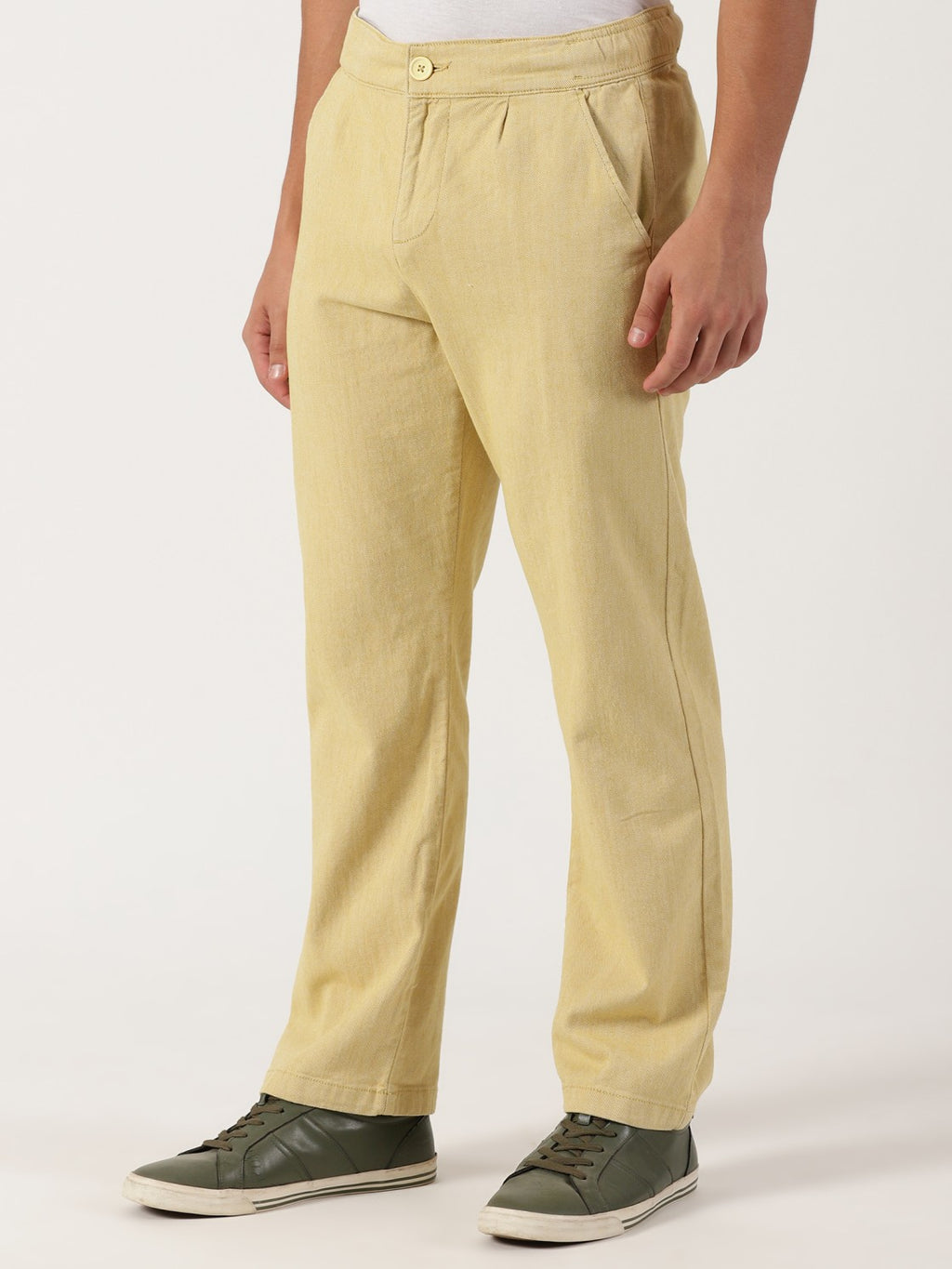 Men Pull Up Pant Non Denim Yellow