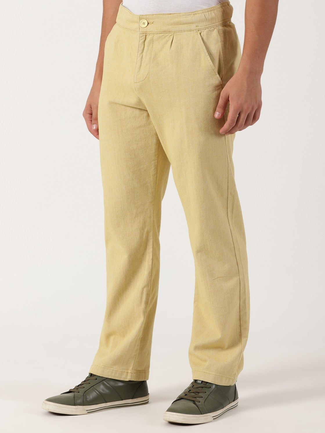 Men Pull Up Pant Non Denim Yellow