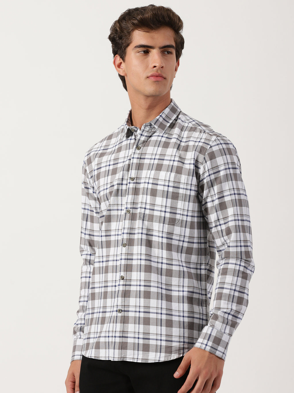 Men Slim Fit Shirt Grey