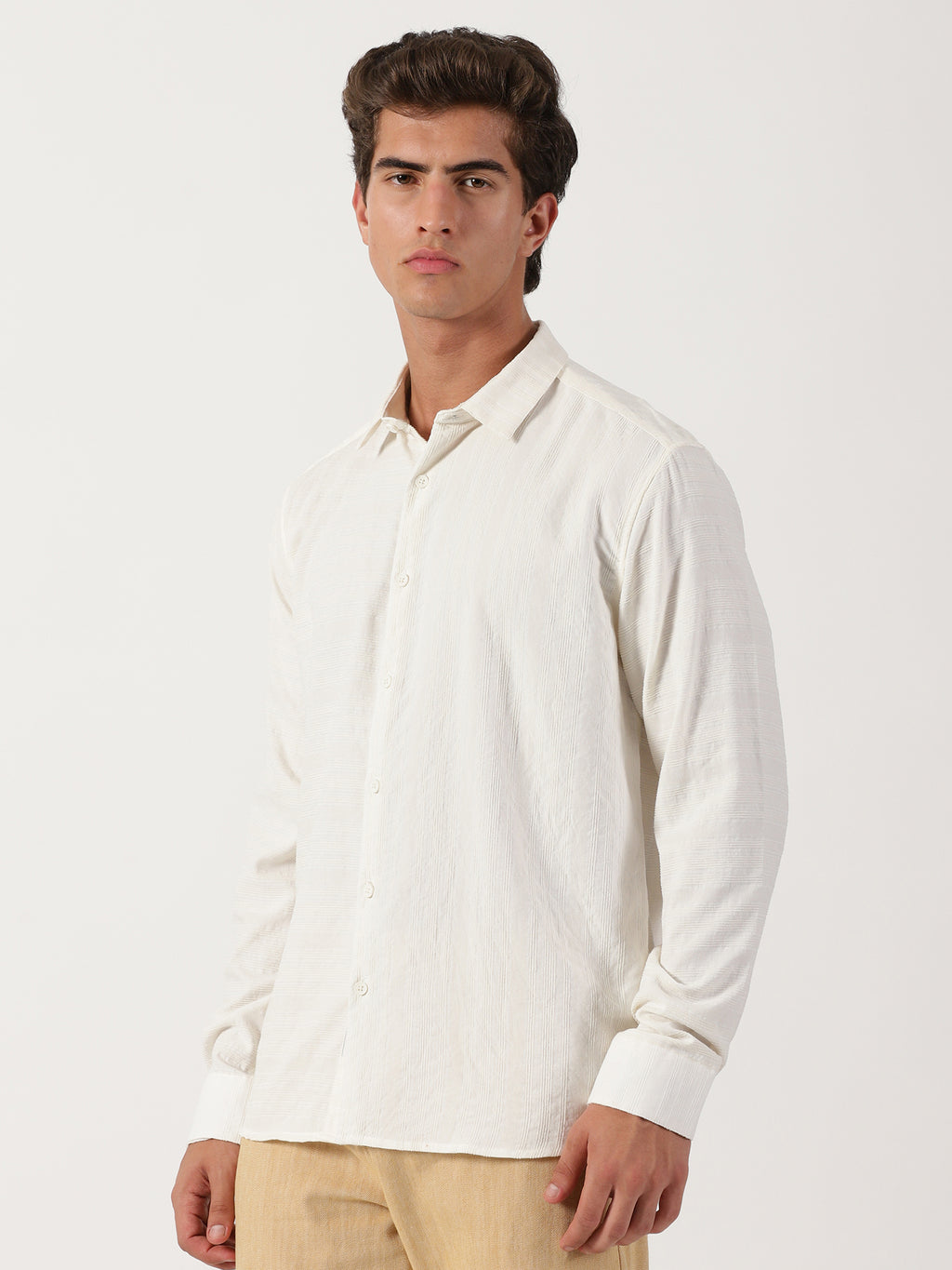 Men Regular Fit Shirt Off White