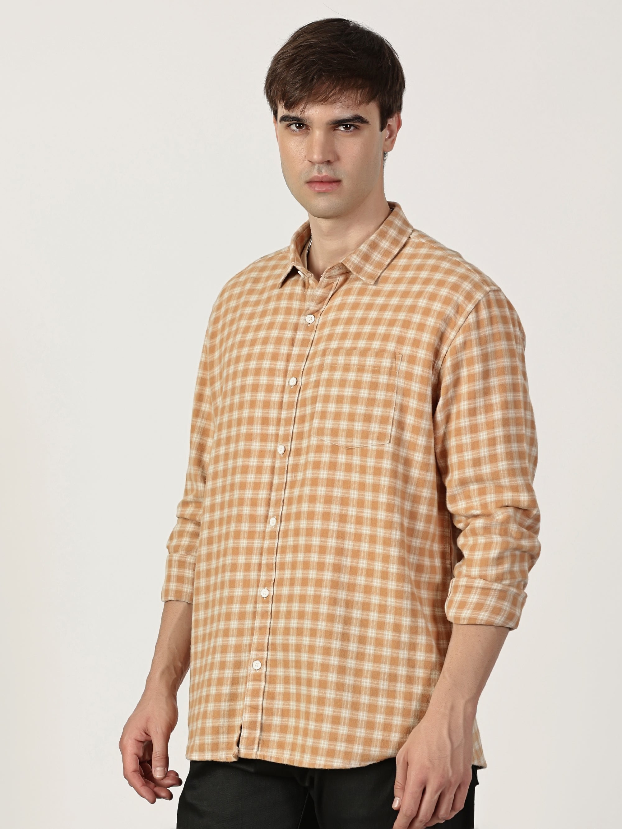 Men Regular Fit Shirt Orange