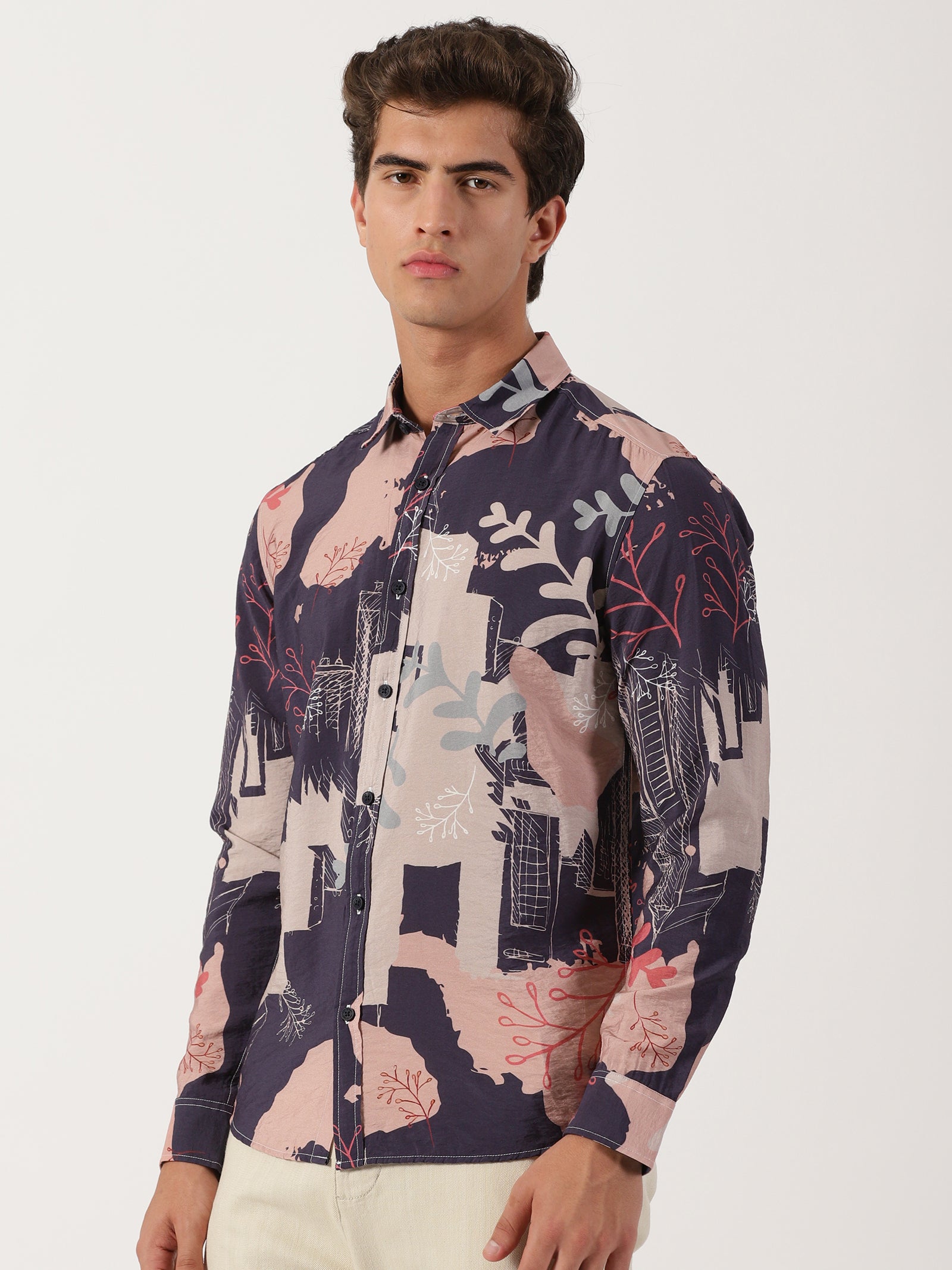 Men Slim Fit Shirt Purple