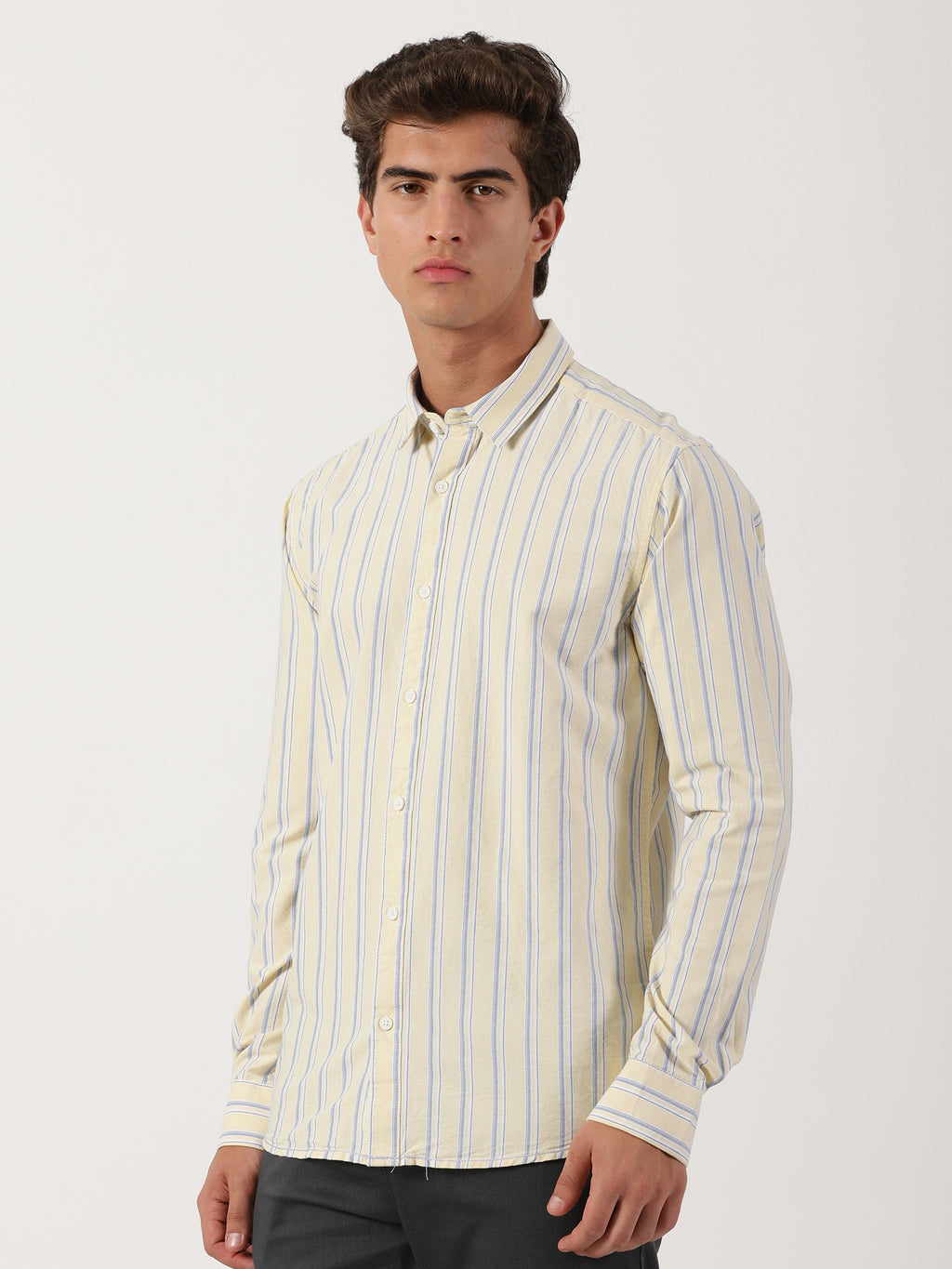 Men Slim Fit Shirt Off White