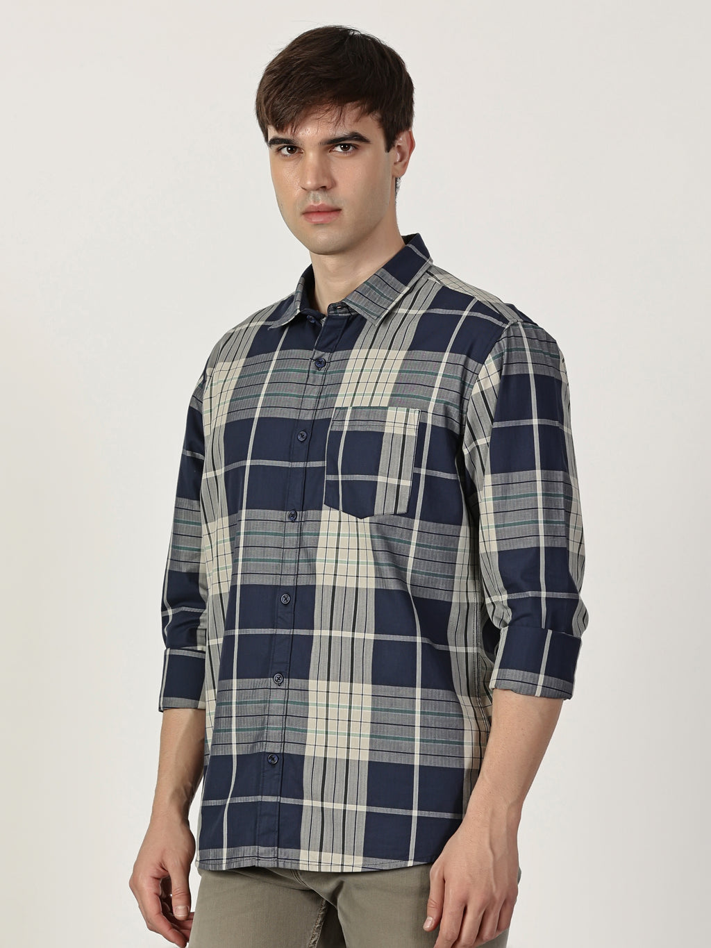 Men Slim Fit Shirt Charcoal