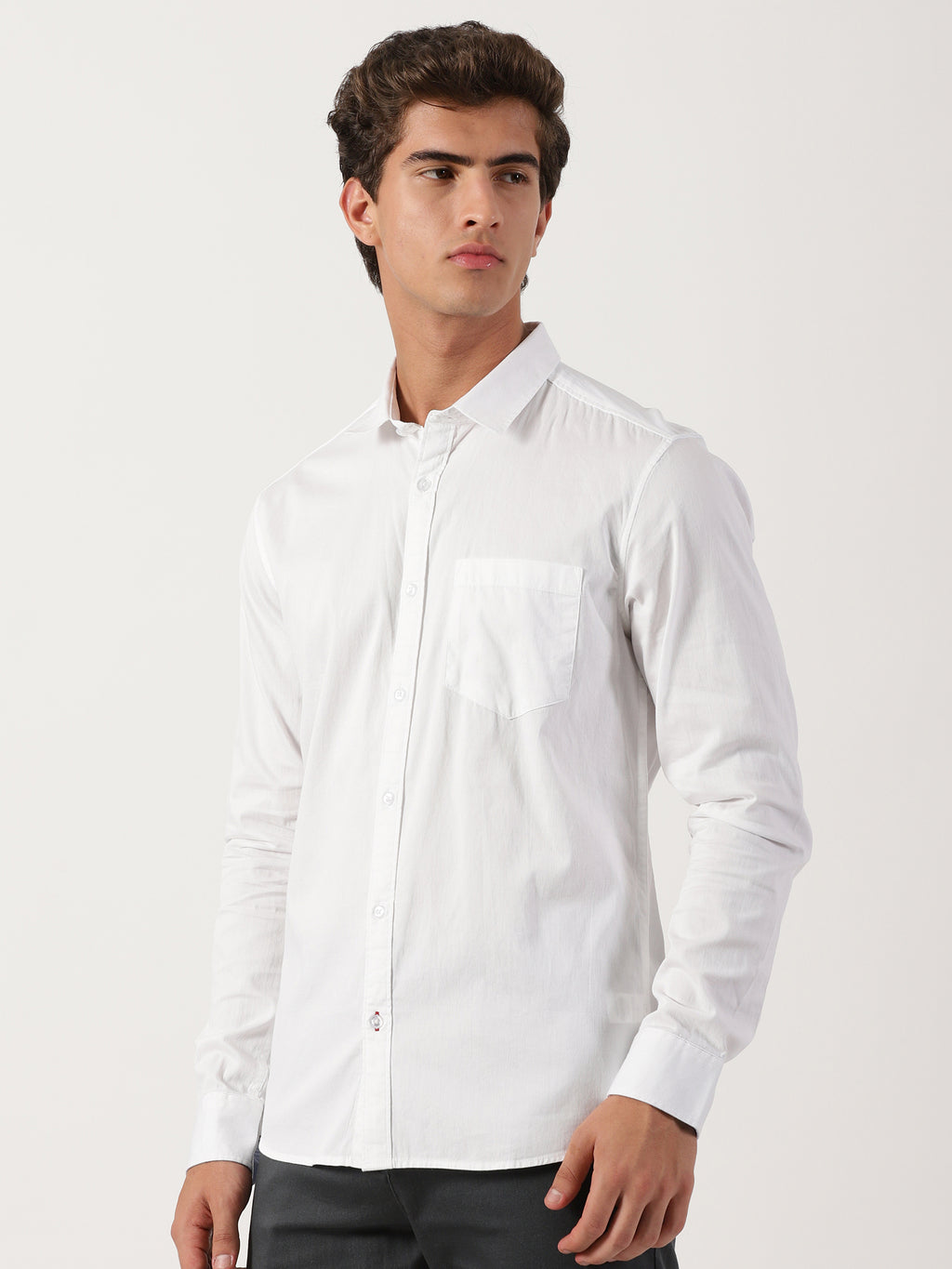 Men Slim Fit Shirt White