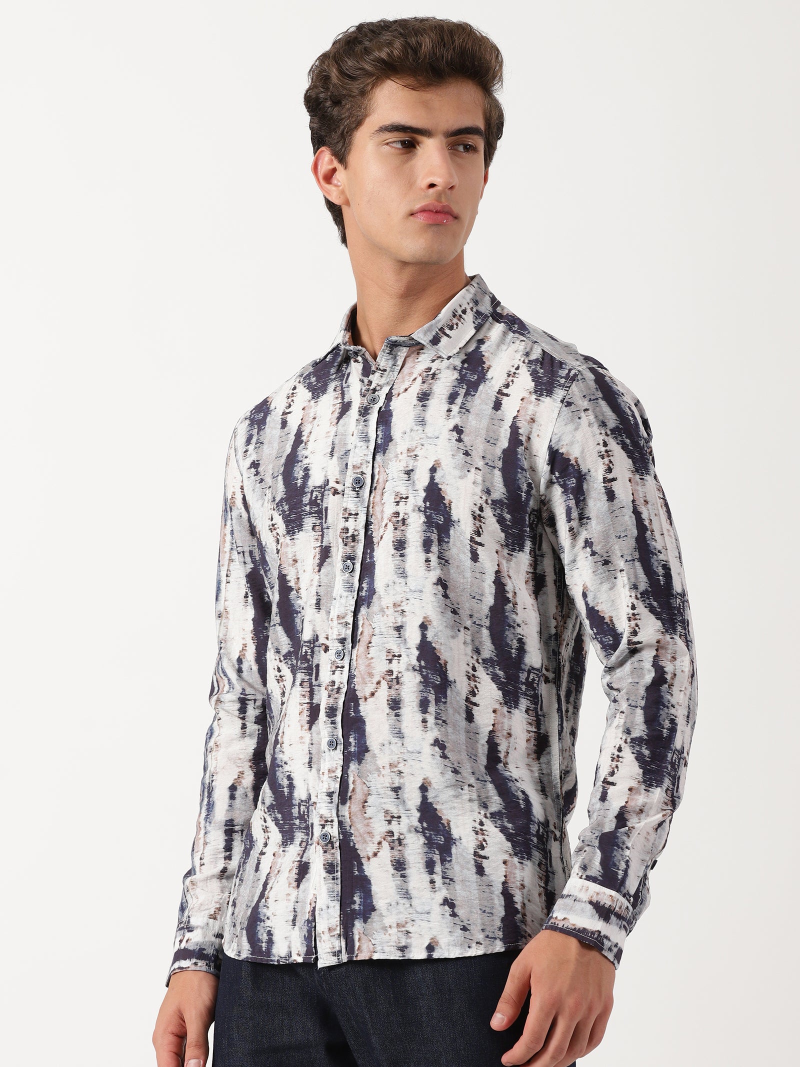 Men Slim Fit Shirt Off White