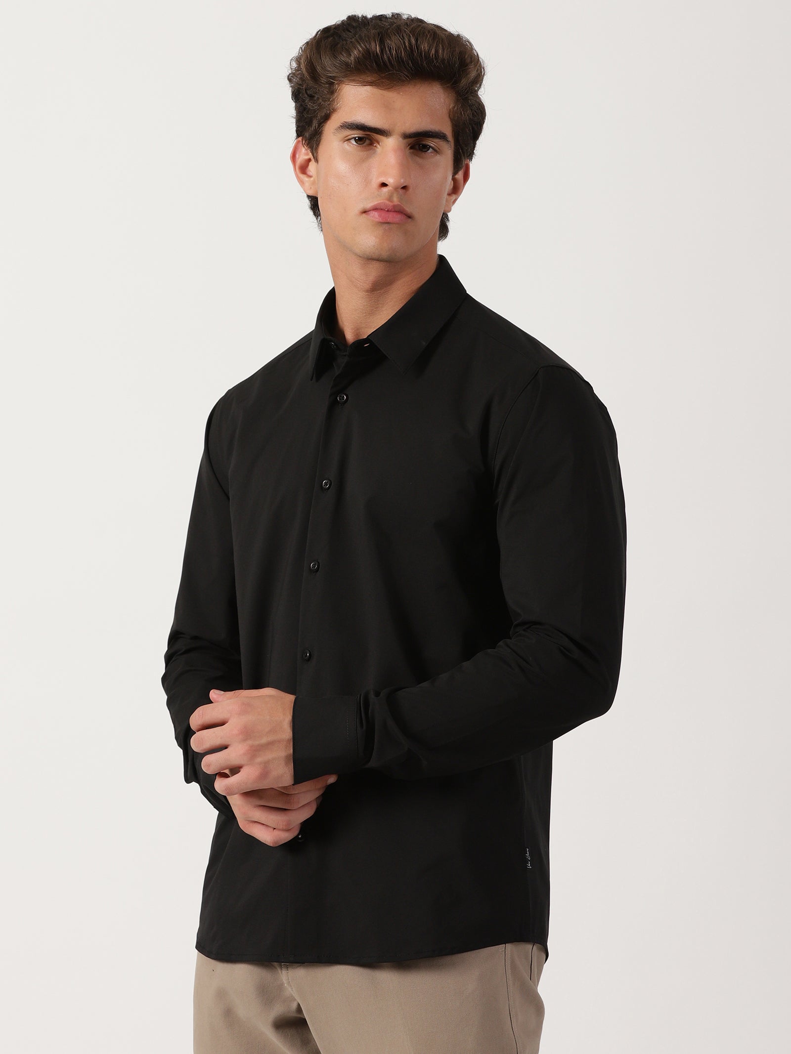 Men Slim Fit Shirt Black