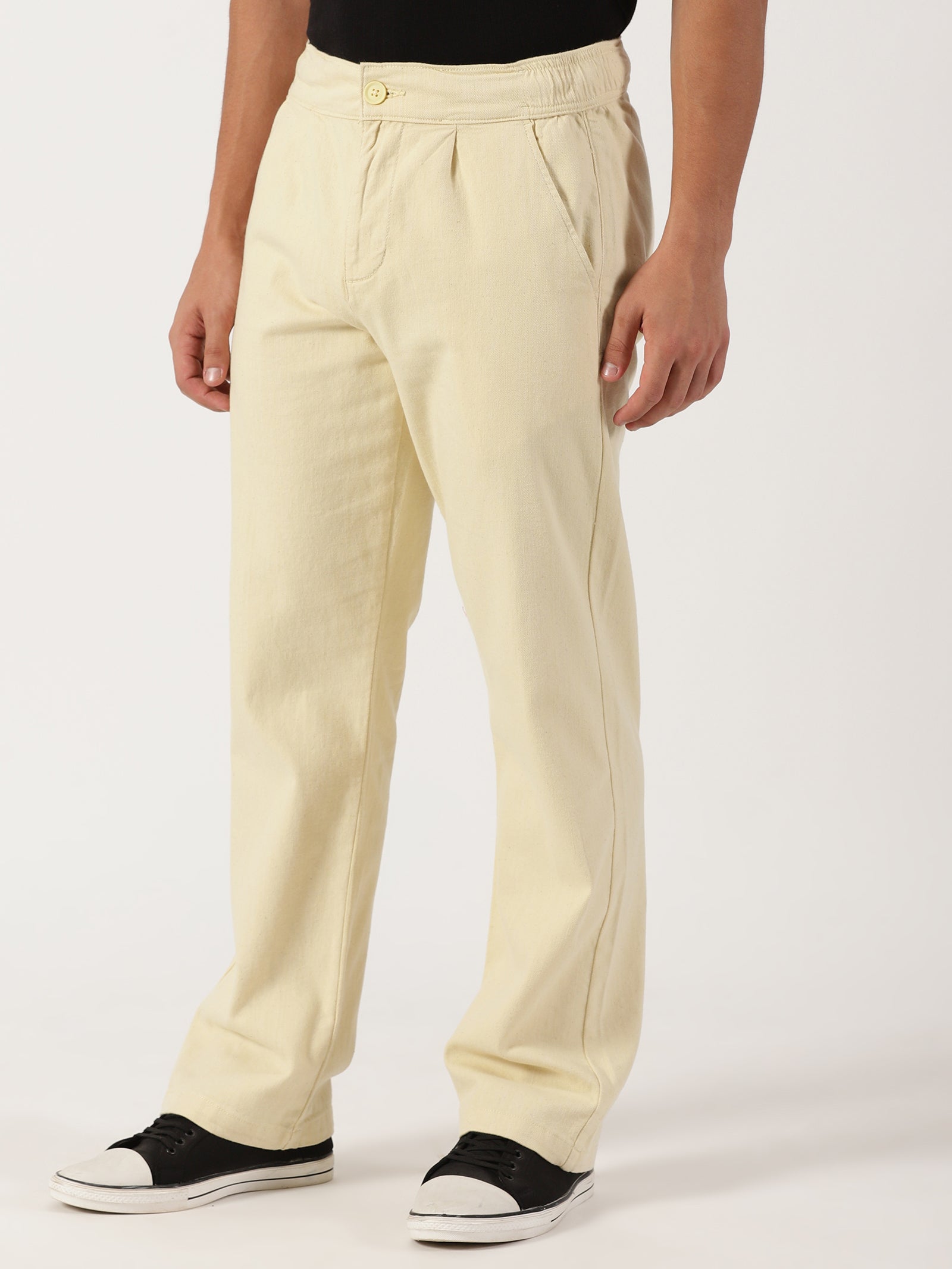 Men Pull Up Pant Non Denim Off White