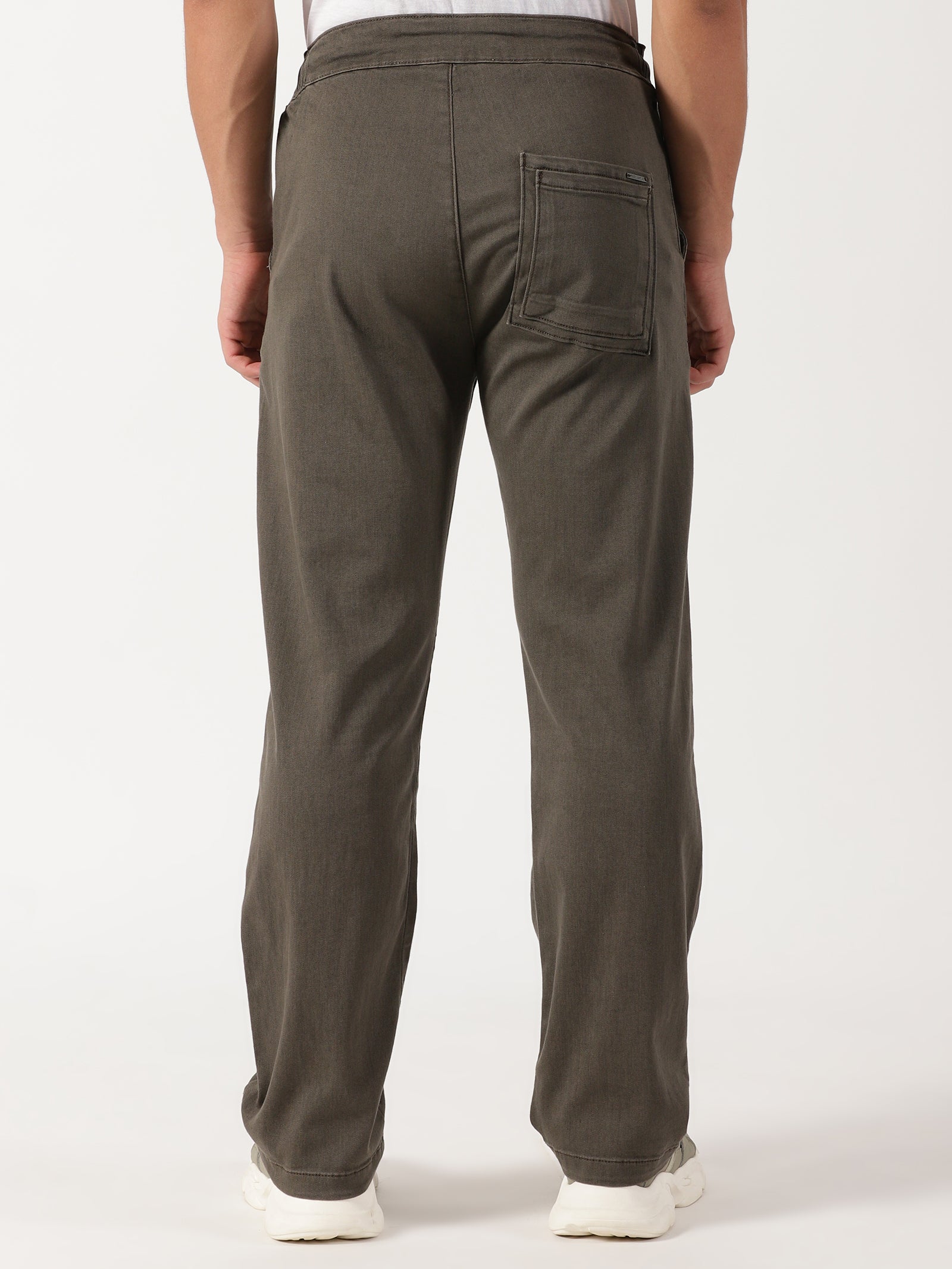 Men Pull Up Pant Jeans Brown