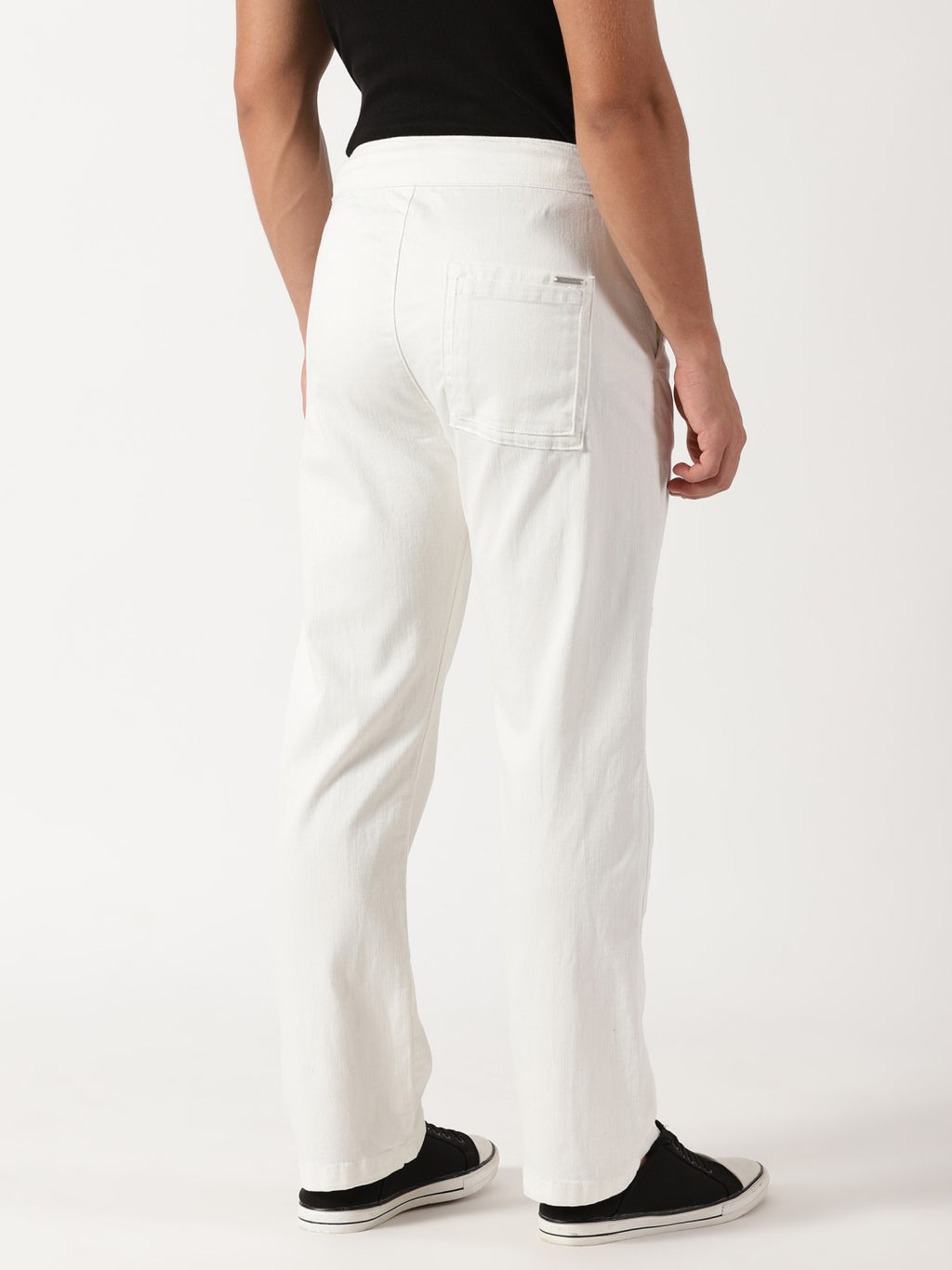 Men Pull Up Pant Jeans White