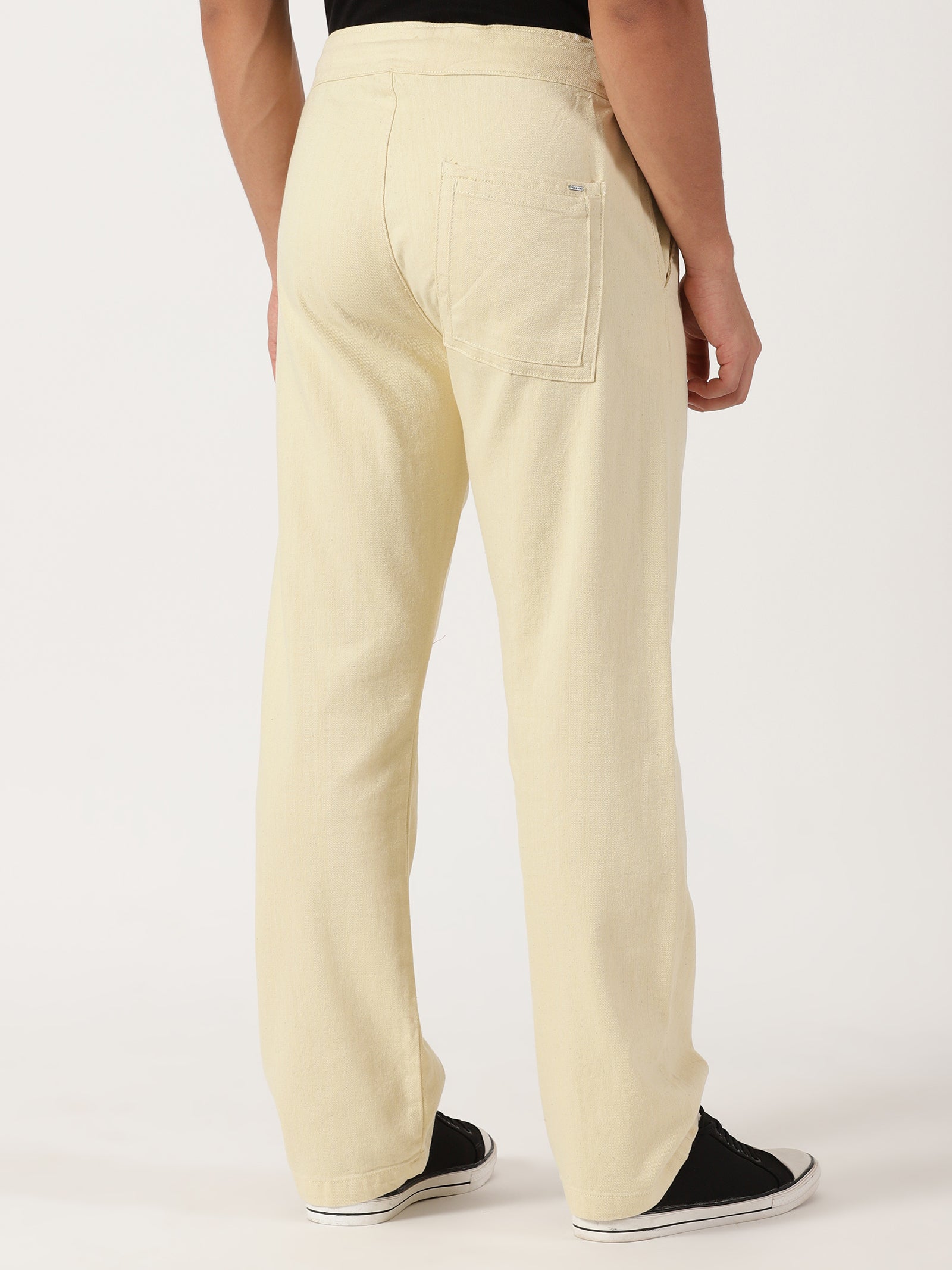 Men Pull Up Pant Non Denim Off White