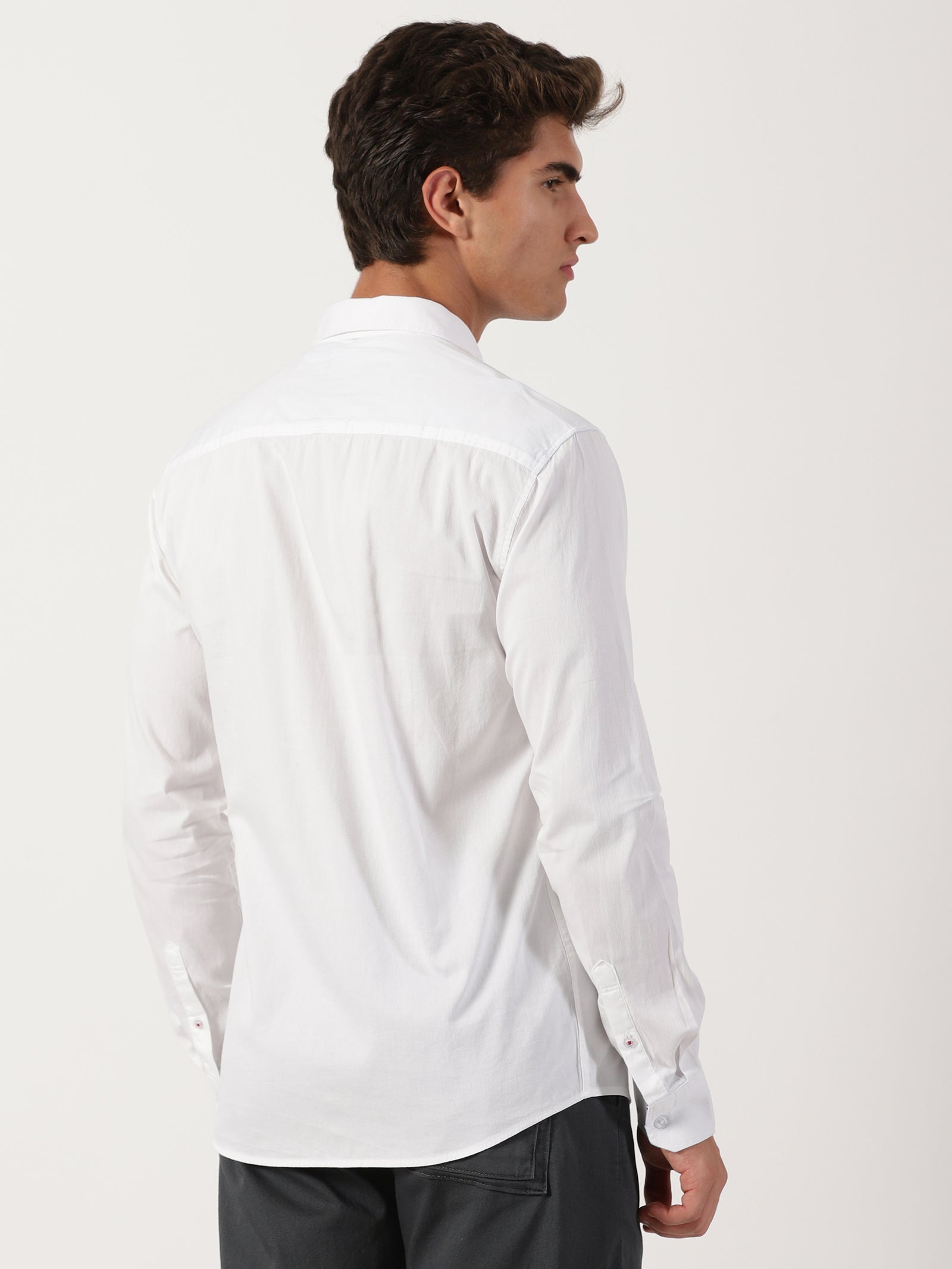 Men Slim Fit Shirt White