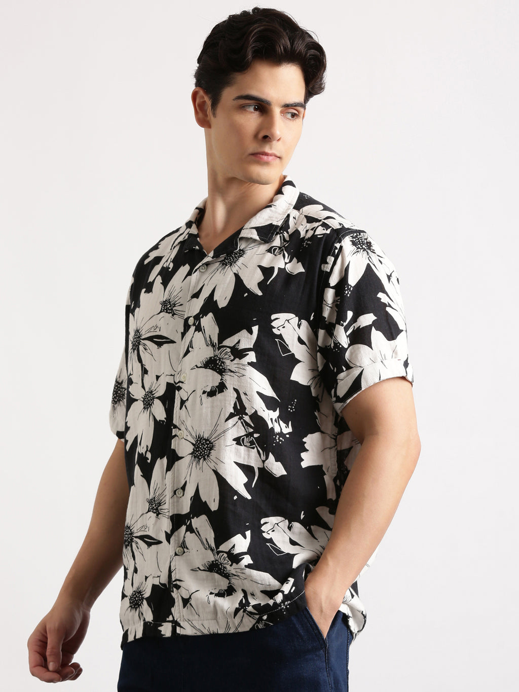 Black White Regular Fit Shirt