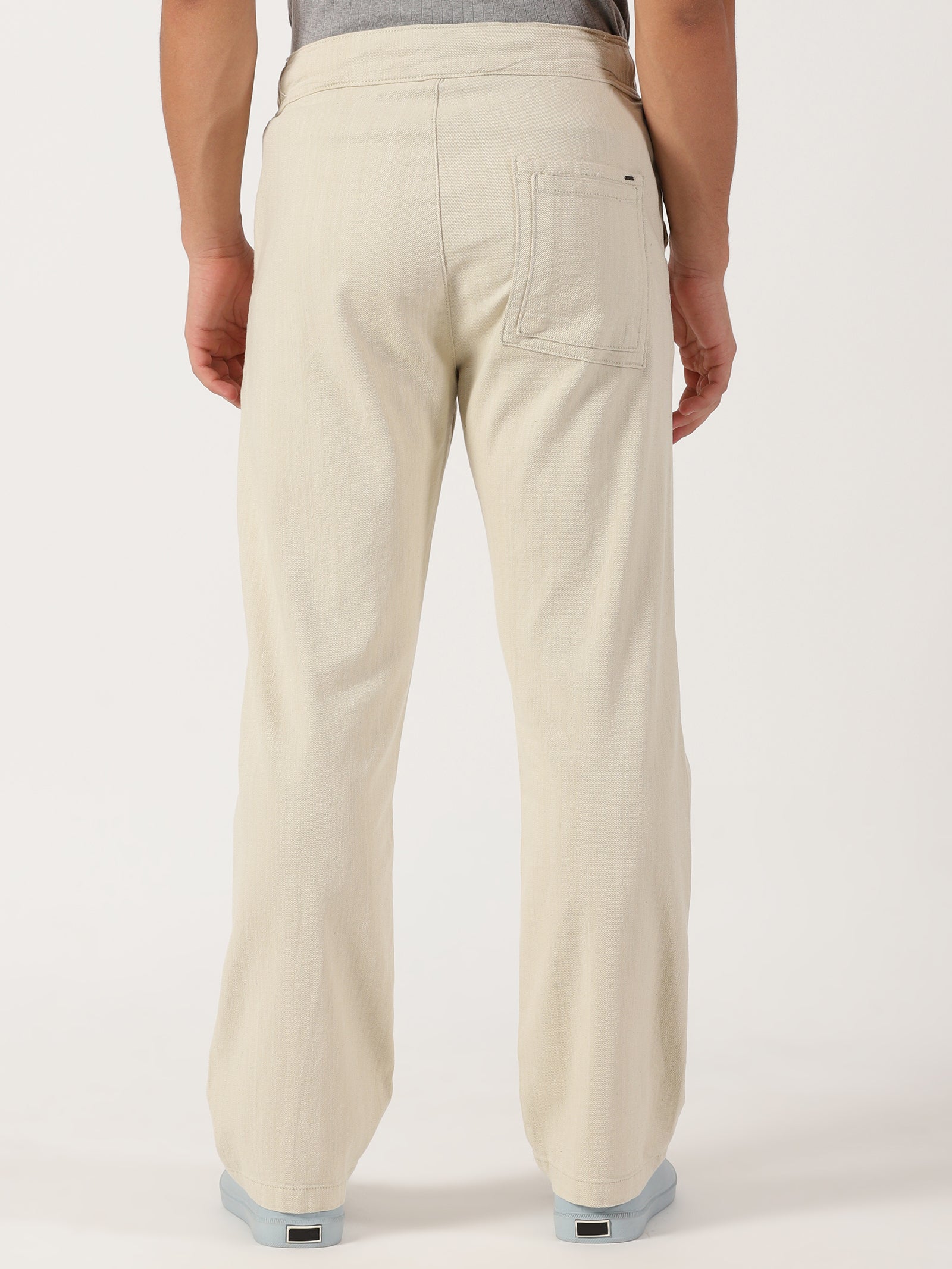 Men Pull Up Pant Non Denim Off White