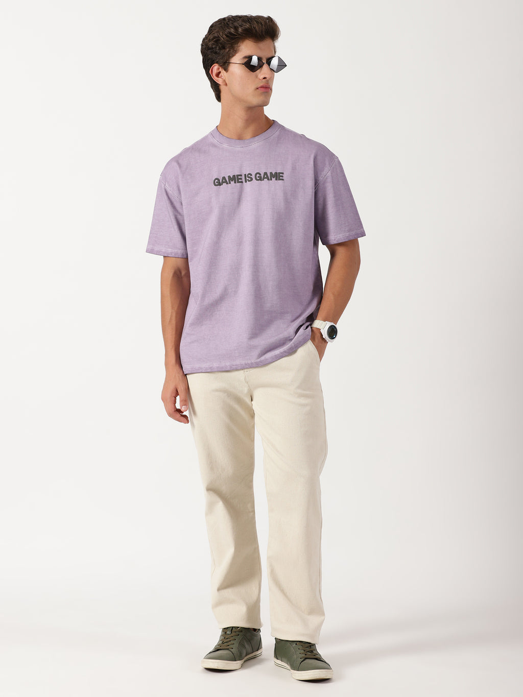 Men Oversized T-Shirt Light Purple
