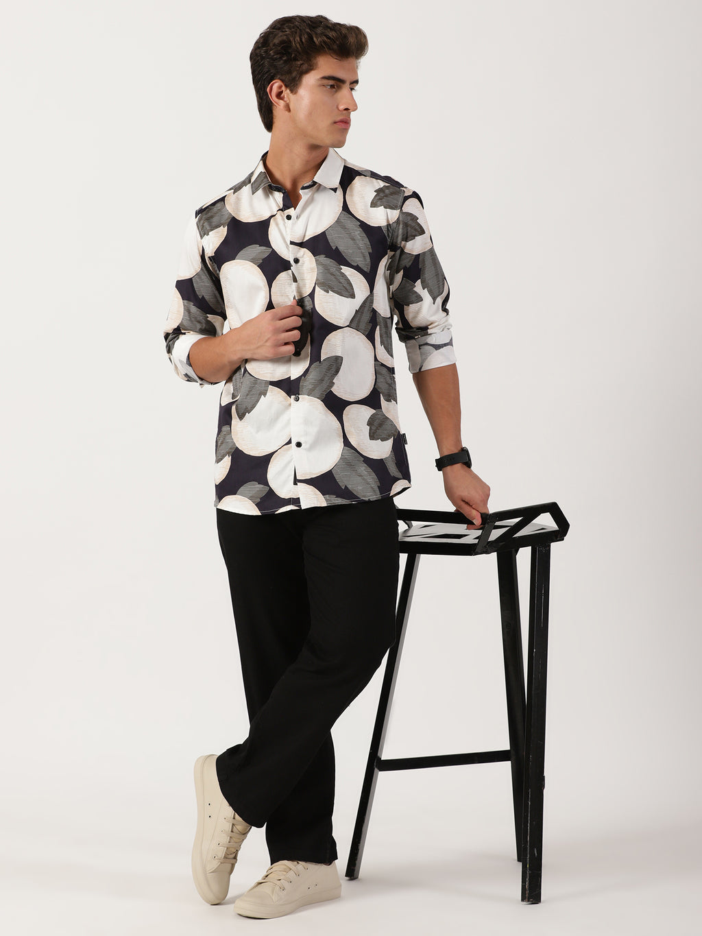 Men Slim Fit Shirt Off White
