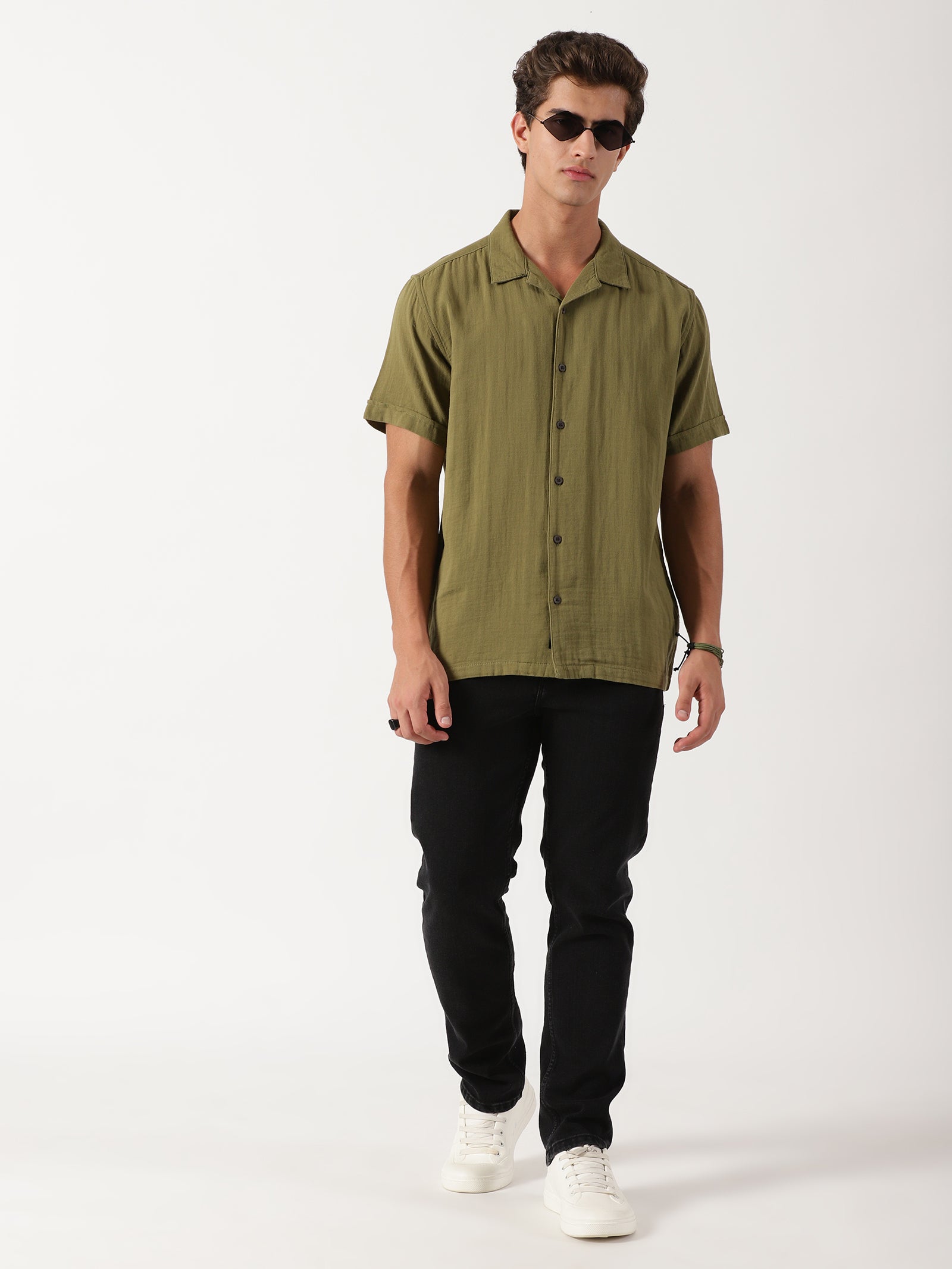 Olive Green Regular Fit Shirt
