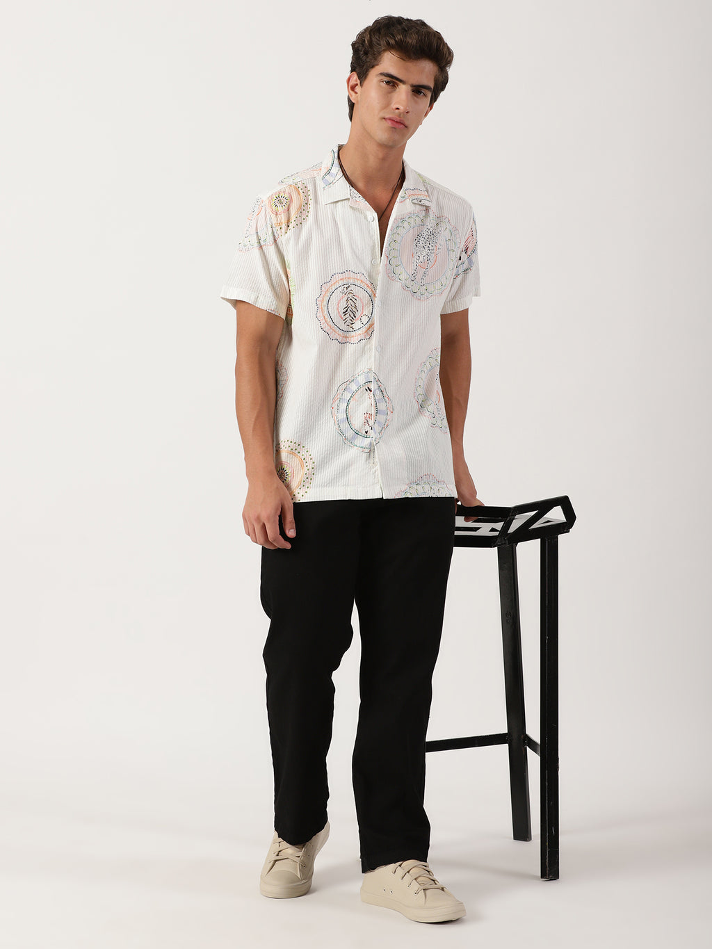 Men Regular Fit Shirt Off White